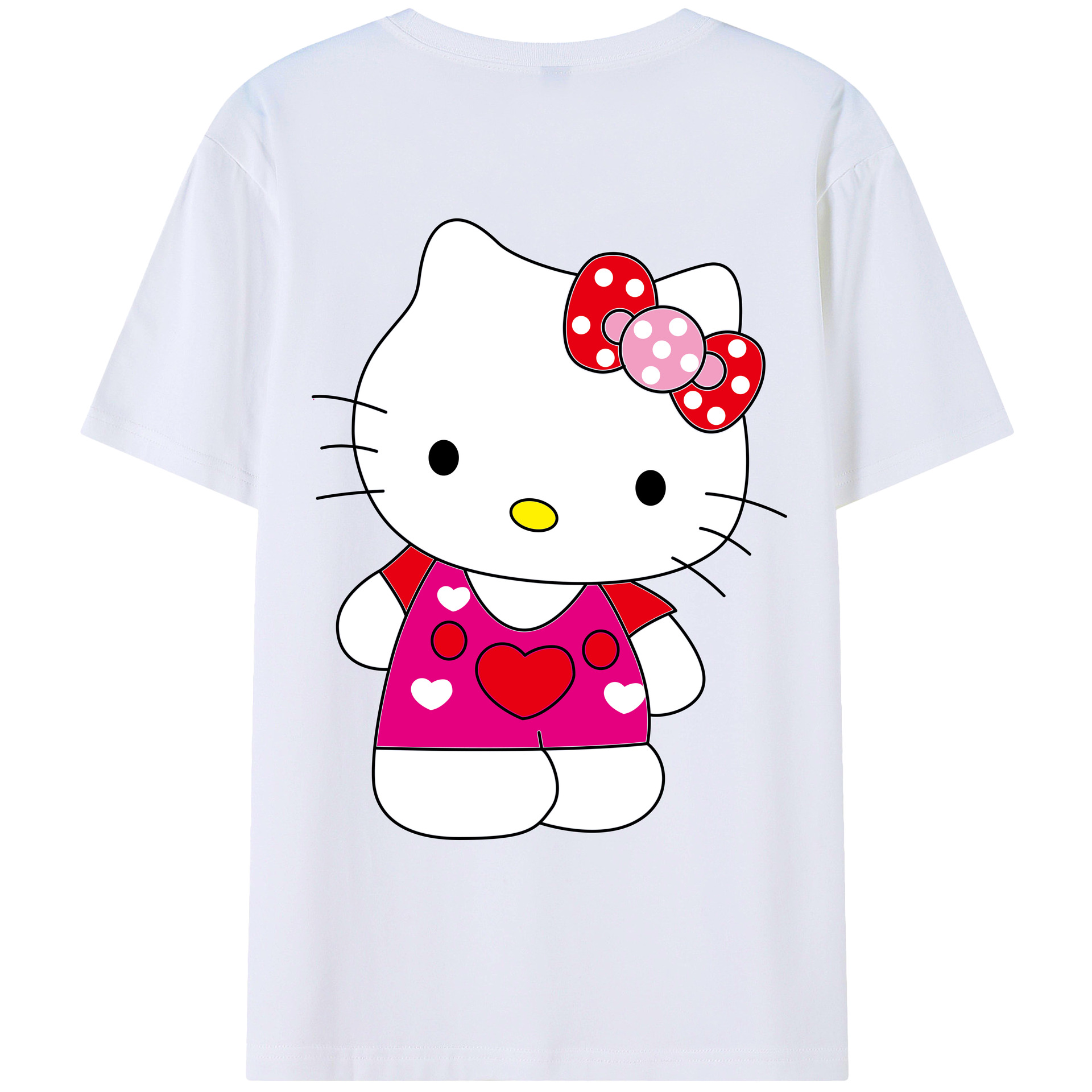（画像用） Hello Kitty ハローキティ 綿100％ メンズ半袖Tシャツ（バックプリント） 通気性
