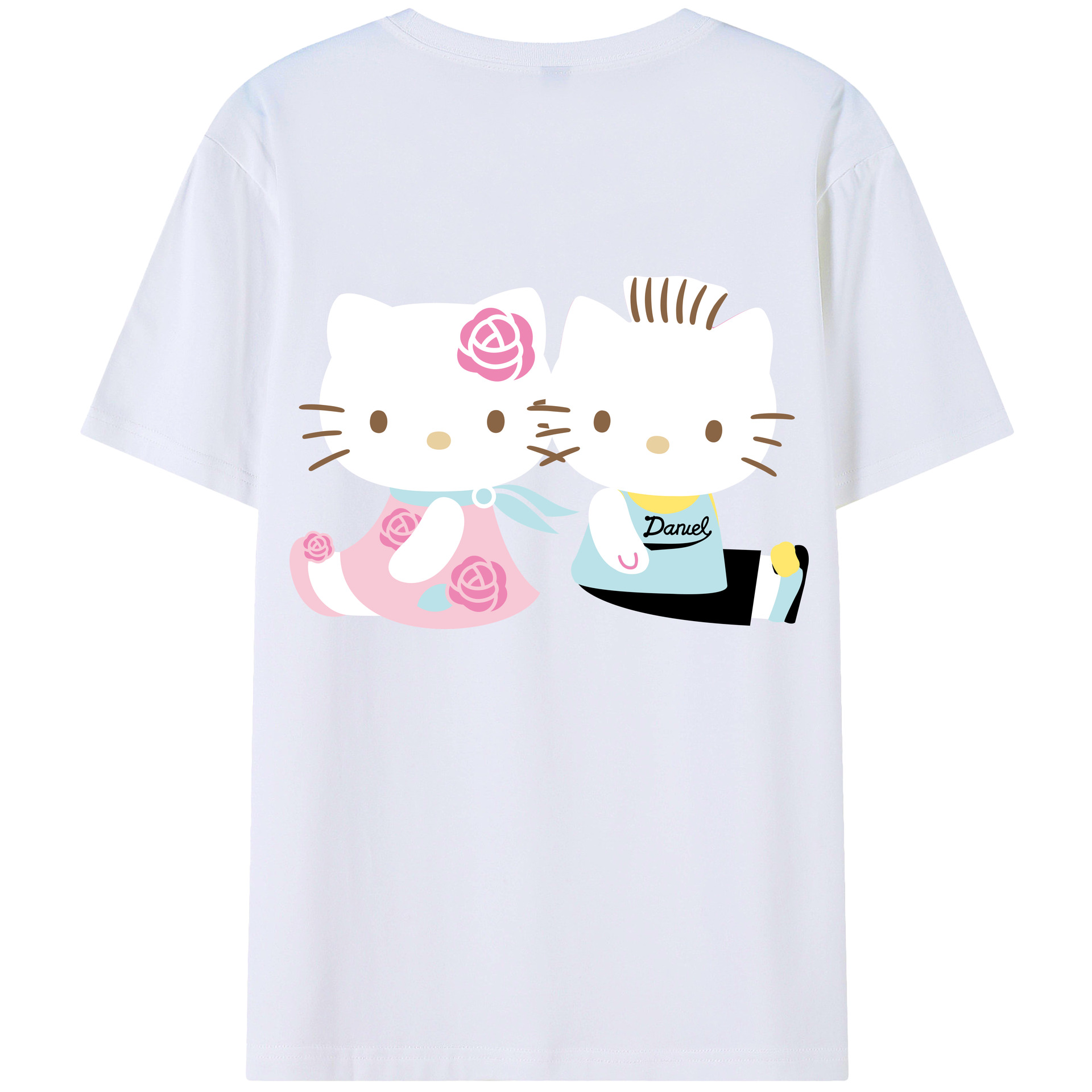 （画像用） Hello Kitty ハローキティ 綿100％ メンズ半袖Tシャツ（バックプリント） 通気性