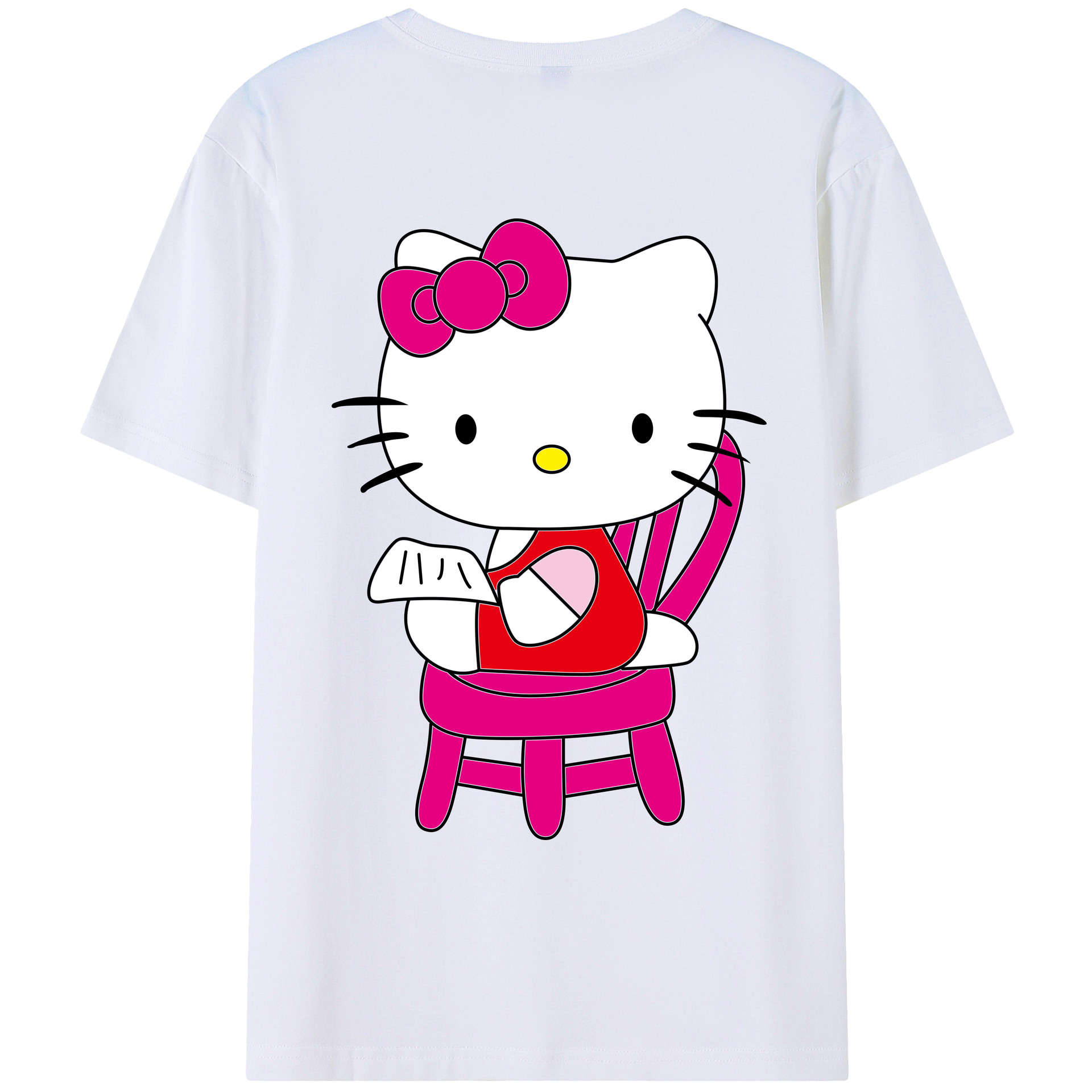 （画像用） Hello Kitty ハローキティ 綿100％ メンズ半袖Tシャツ（バックプリント） 通気性