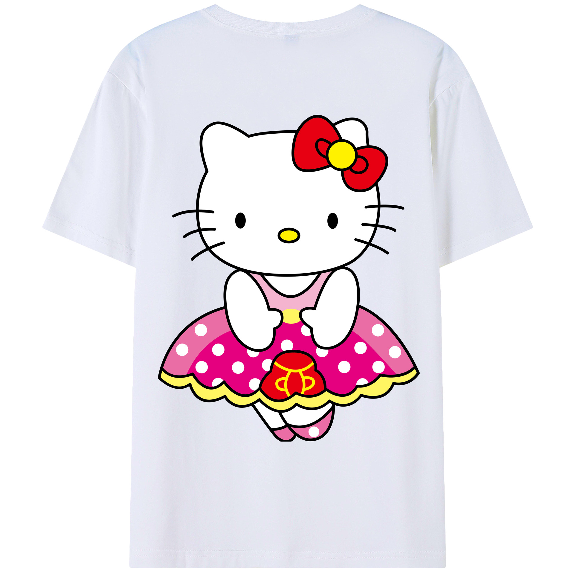 （画像用） Hello Kitty ハローキティ 綿100％ メンズ半袖Tシャツ（バックプリント） 通気性