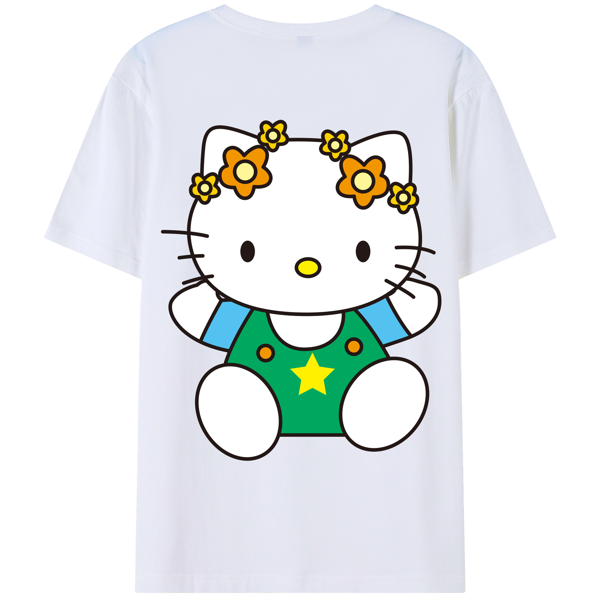 （画像用） Hello Kitty ハローキティ 綿100％ メンズ半袖Tシャツ（バックプリント） 通気性