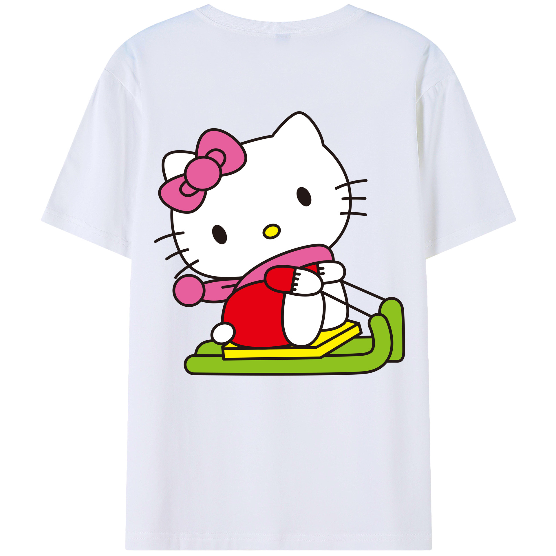 （画像用） Hello Kitty ハローキティ 綿100％ メンズ半袖Tシャツ（バックプリント） 通気性