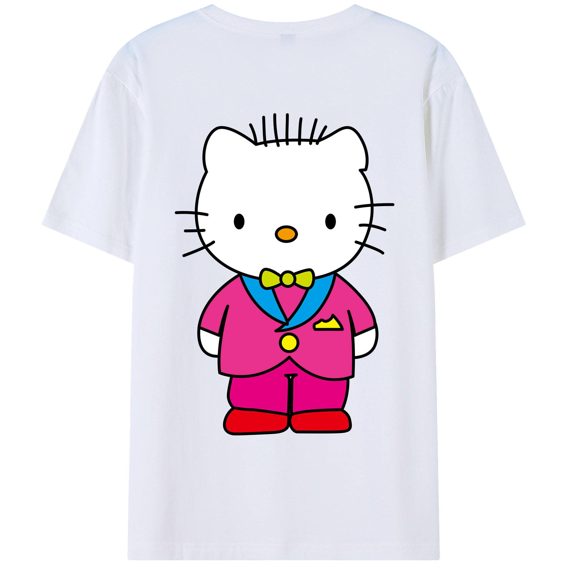 （画像用） Hello Kitty ハローキティ 綿100％ メンズ半袖Tシャツ（バックプリント） 通気性