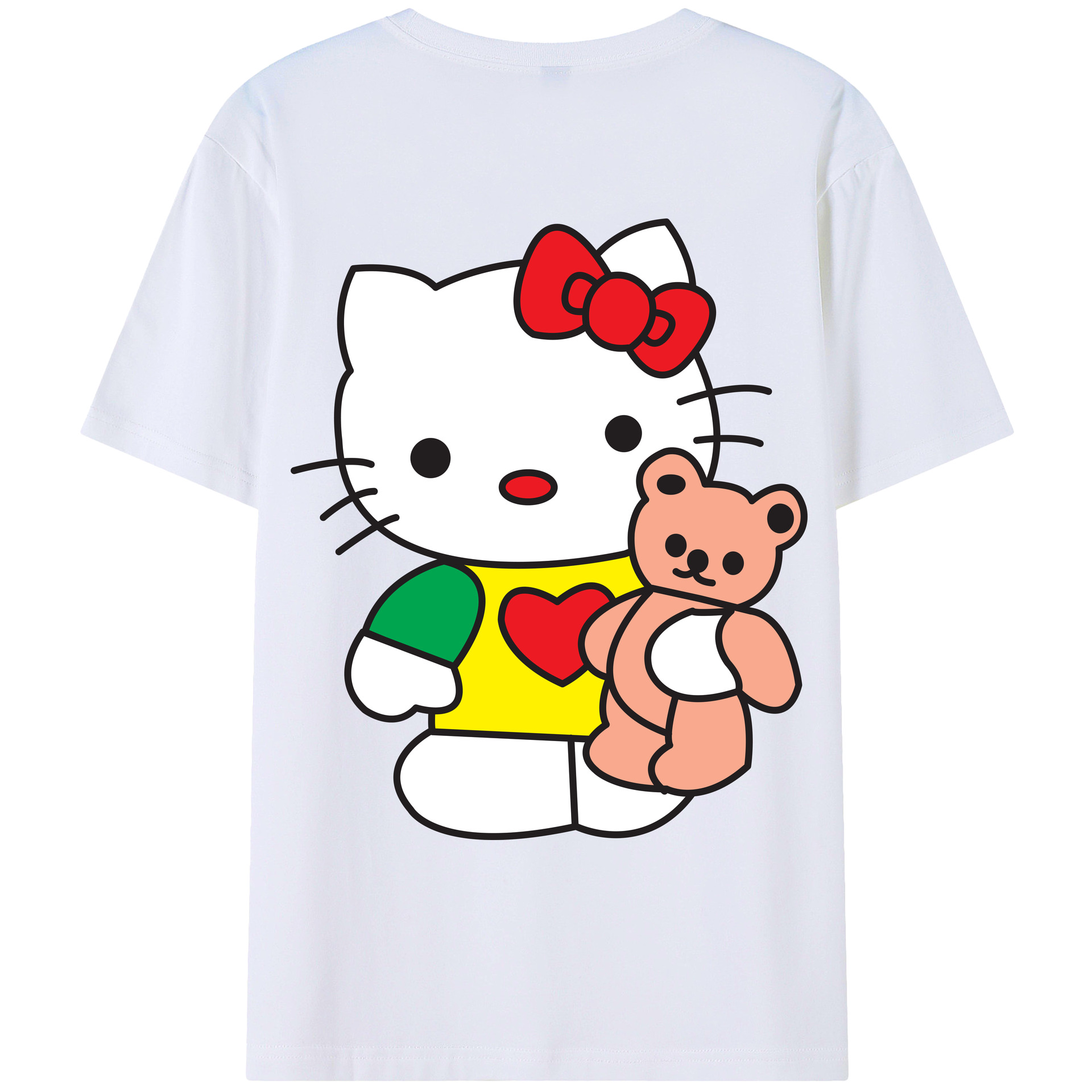 （画像用） Hello Kitty ハローキティ 綿100％ メンズ半袖Tシャツ（バックプリント） 通気性