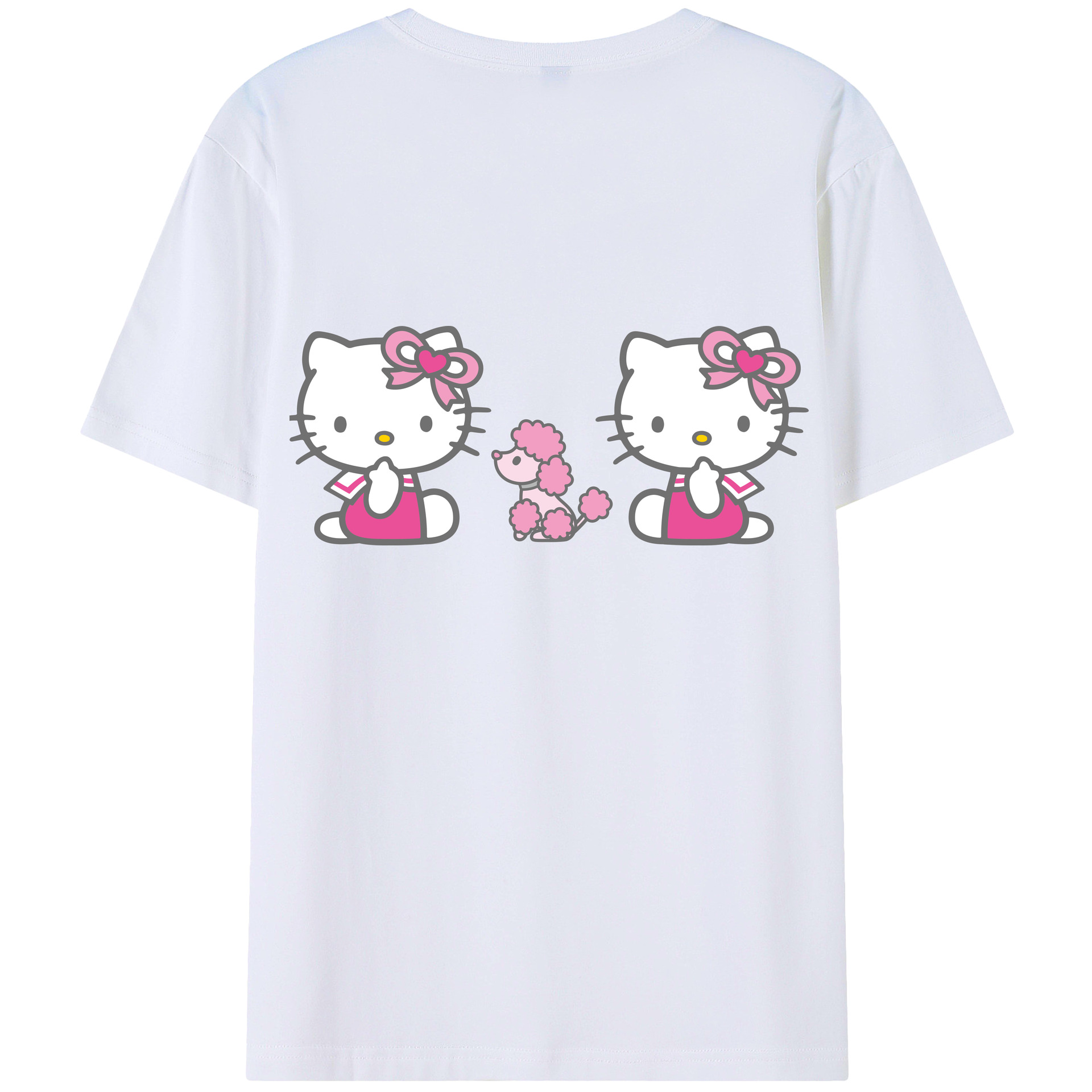 （画像用） Hello Kitty ハローキティ 綿100％ メンズ半袖Tシャツ（バックプリント） 通気性
