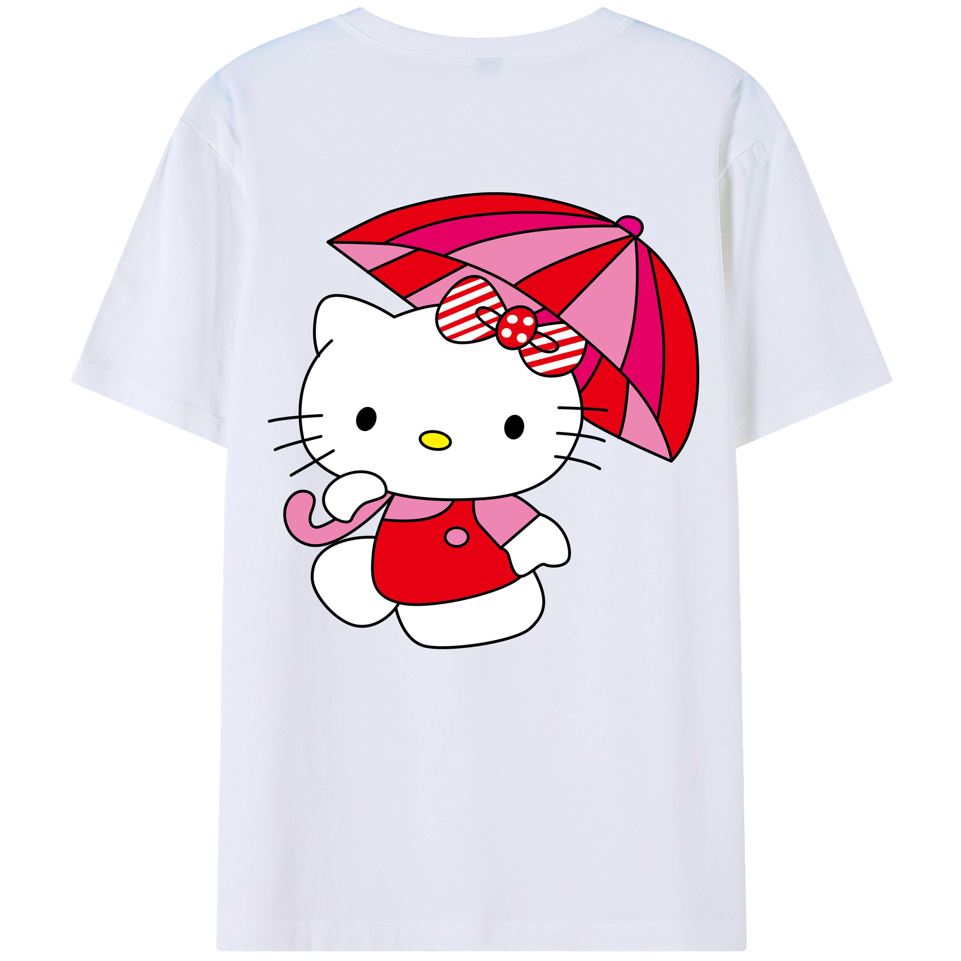（画像用） Hello Kitty ハローキティ 綿100％ メンズ半袖Tシャツ（バックプリント） 通気性