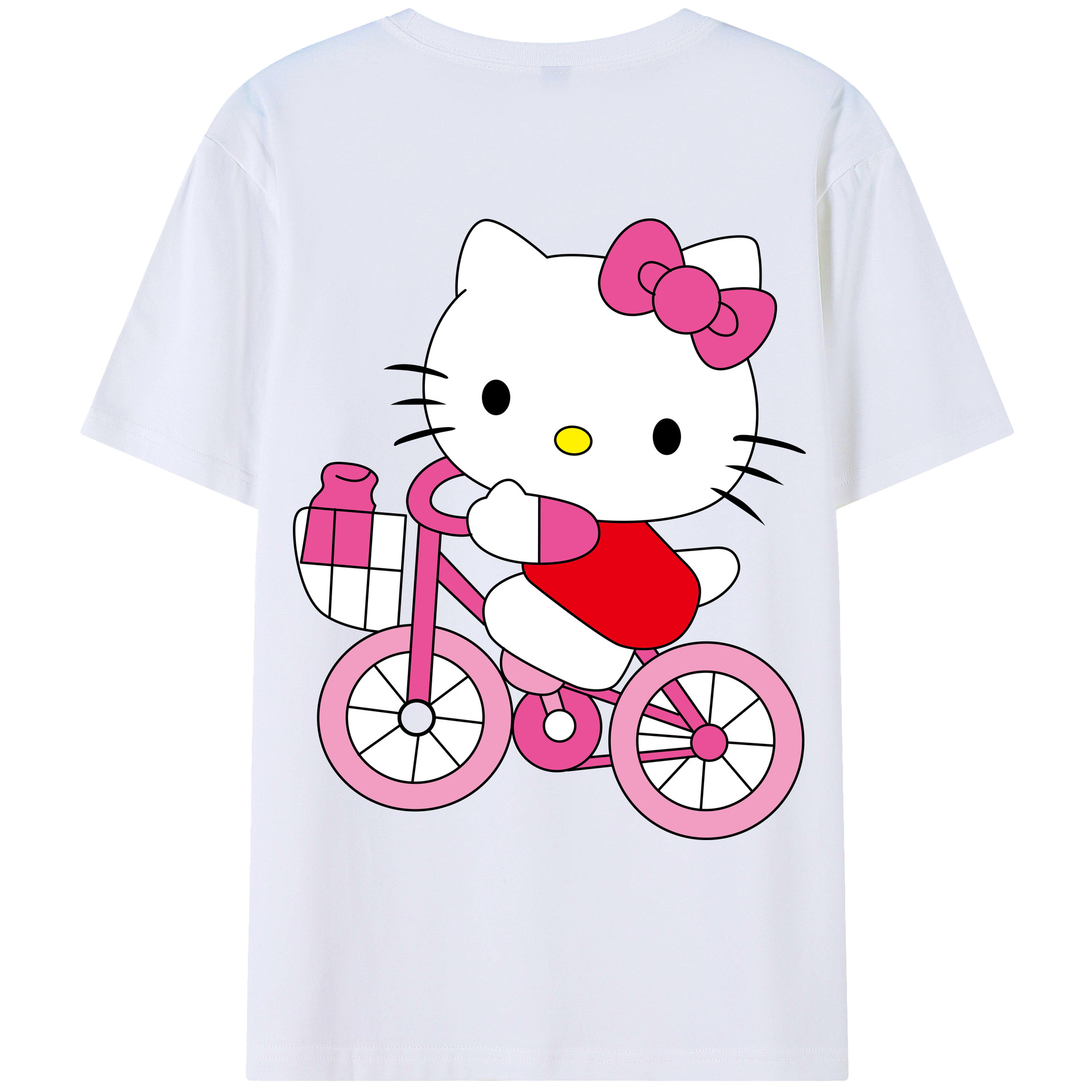 （画像用） Hello Kitty ハローキティ 綿100％ メンズ半袖Tシャツ（バックプリント） 通気性