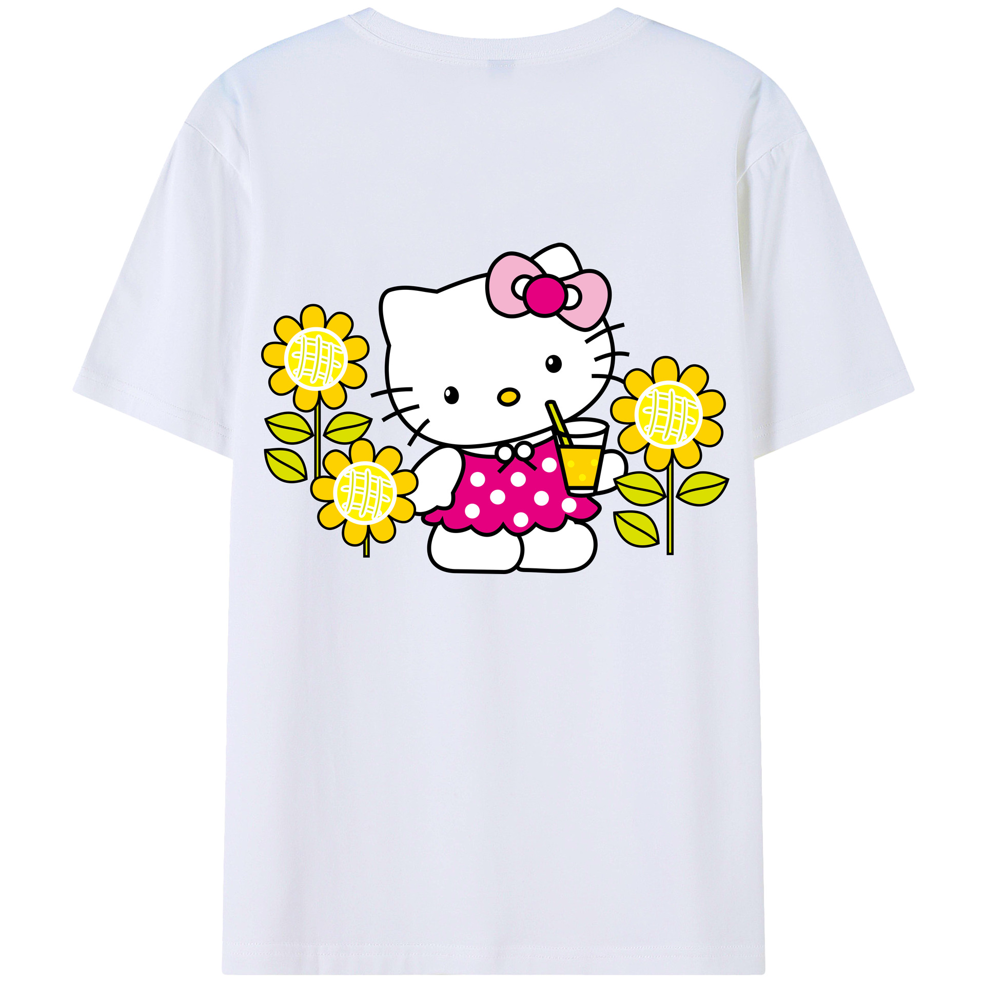 （画像用） Hello Kitty ハローキティ 綿100％ メンズ半袖Tシャツ（バックプリント） 通気性