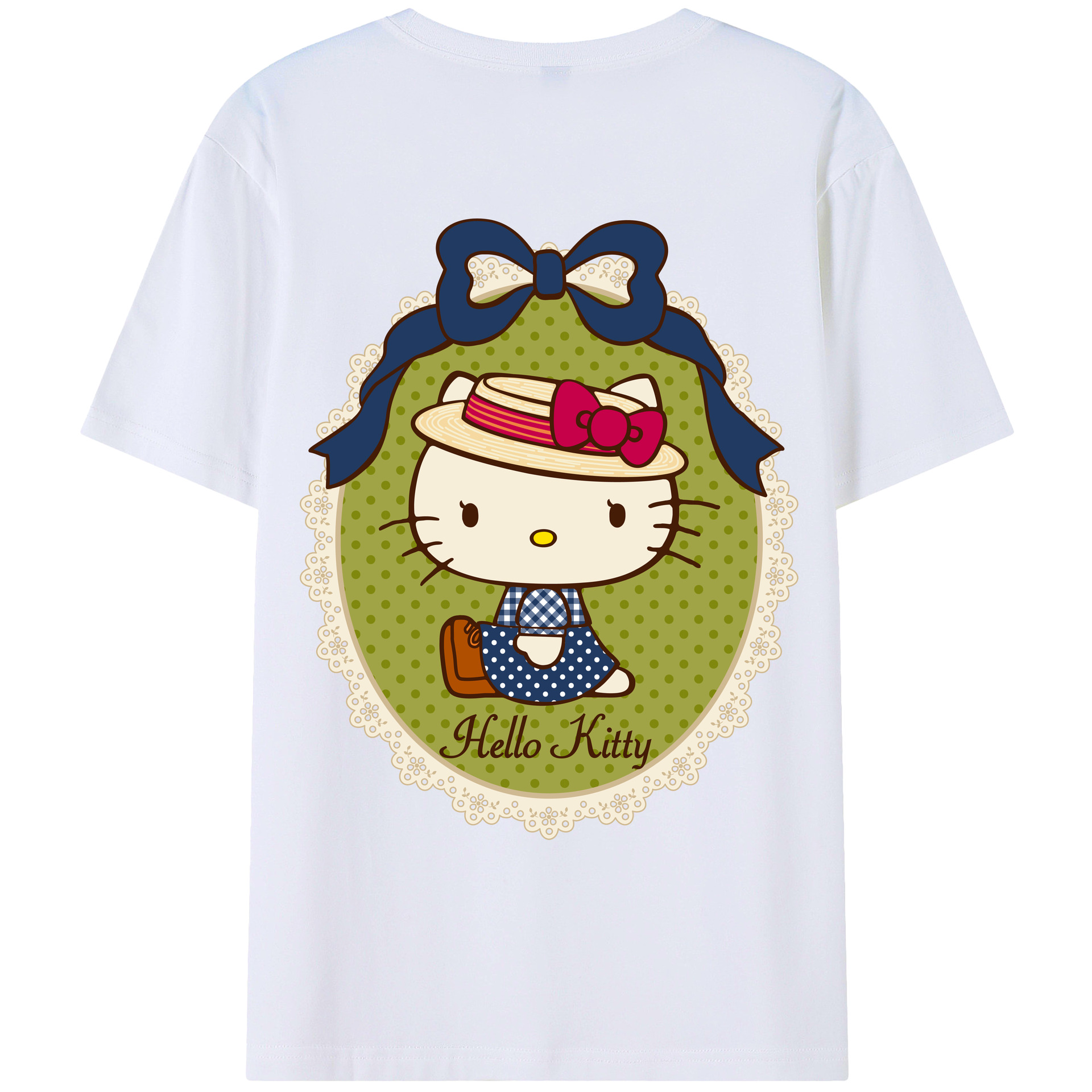 （画像用） Hello Kitty ハローキティ 綿100％ メンズ半袖Tシャツ（バックプリント） 通気性