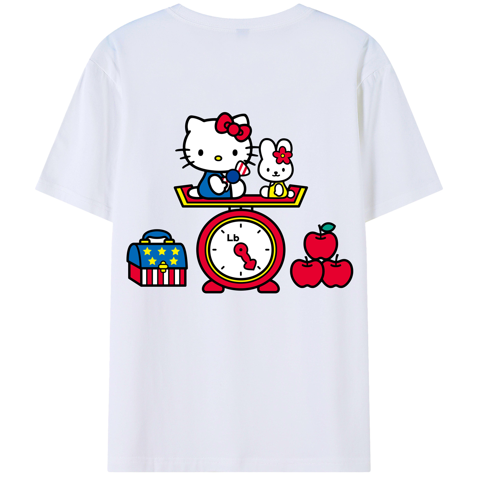 （画像用） Hello Kitty ハローキティ 綿100％ メンズ半袖Tシャツ（バックプリント） 通気性