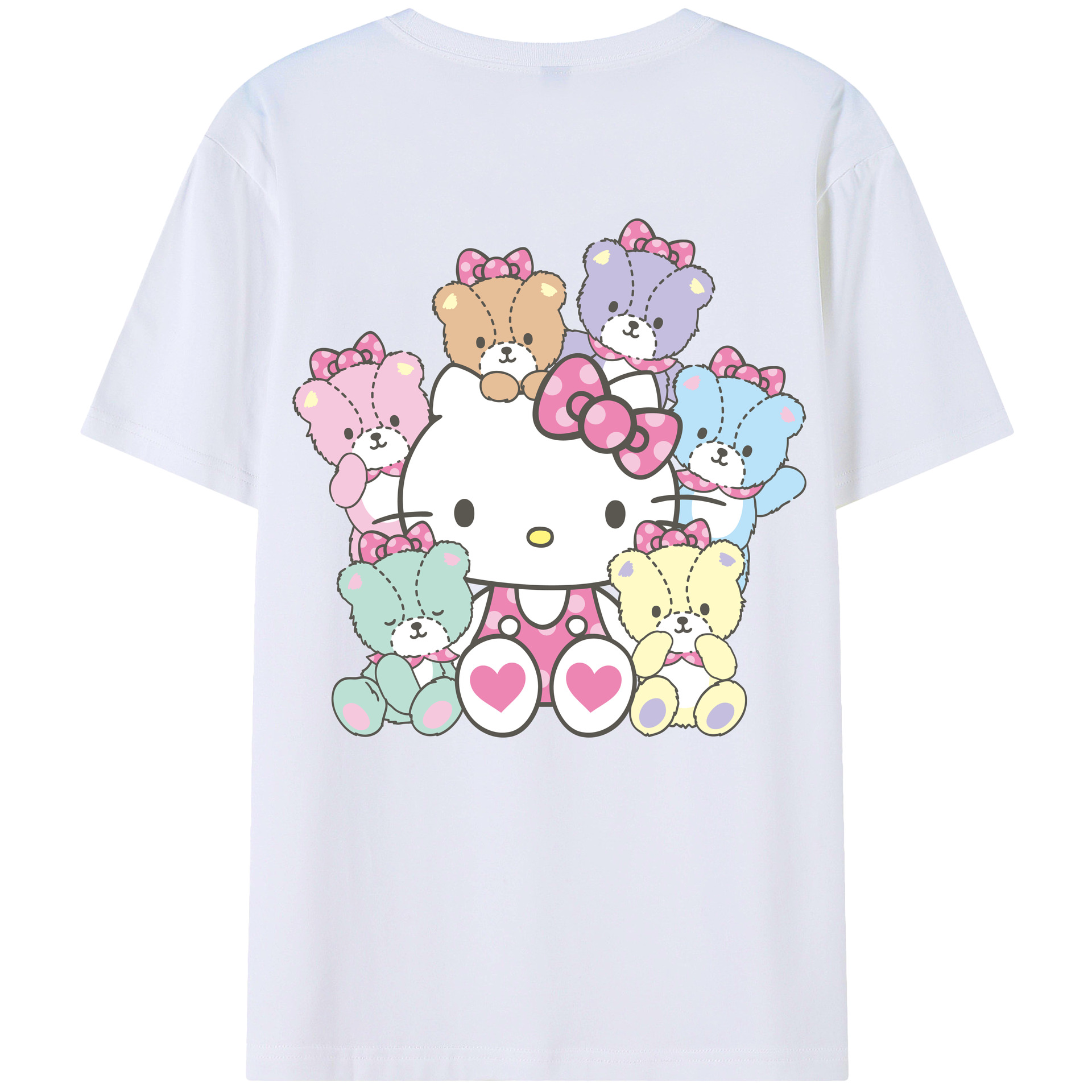 （画像用） Hello Kitty ハローキティ 綿100％ メンズ半袖Tシャツ（バックプリント） 通気性