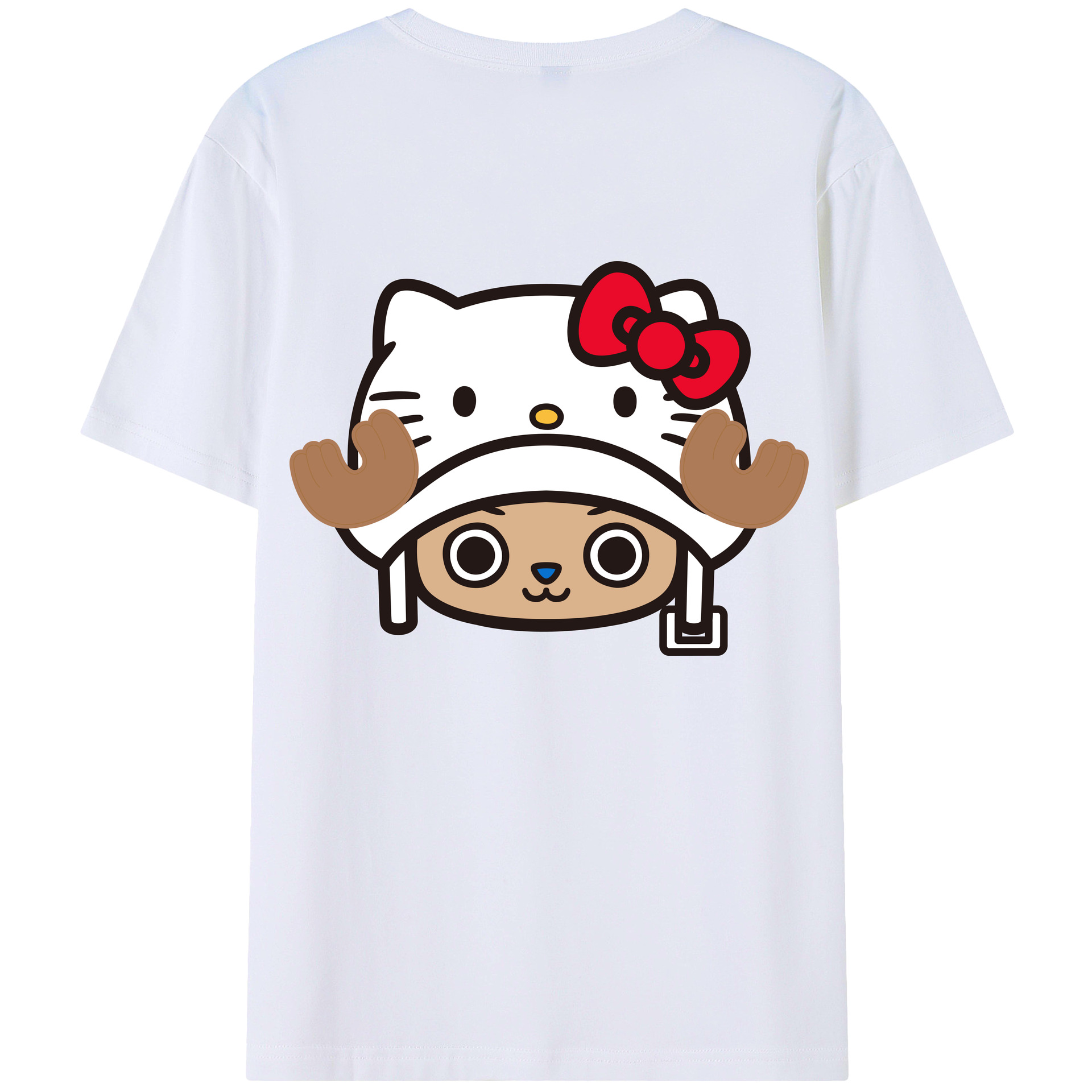 （画像用） Hello Kitty ハローキティ 綿100％ メンズ半袖Tシャツ（バックプリント） 通気性
