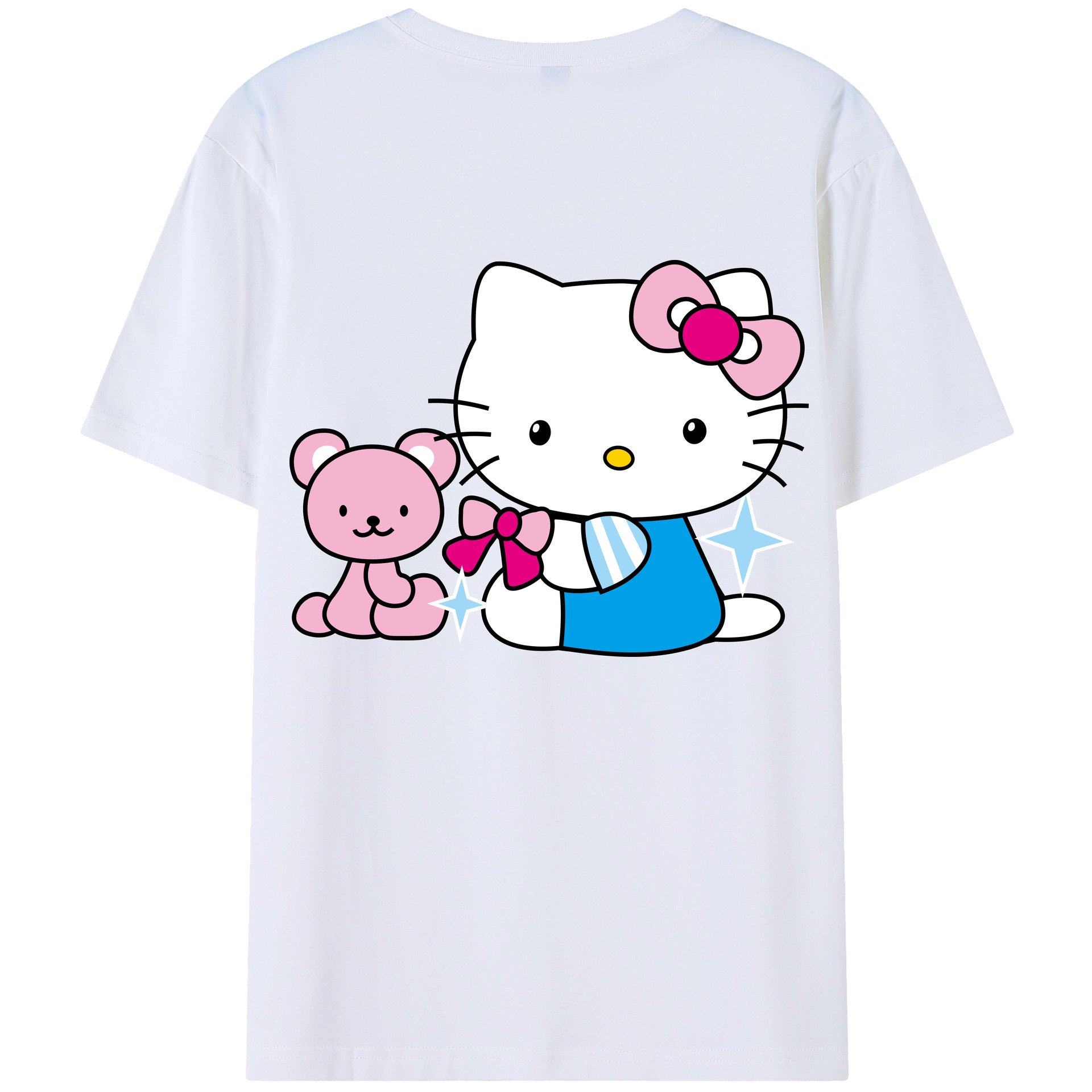 （画像用） Hello Kitty ハローキティ 綿100％ メンズ半袖Tシャツ（バックプリント） 通気性