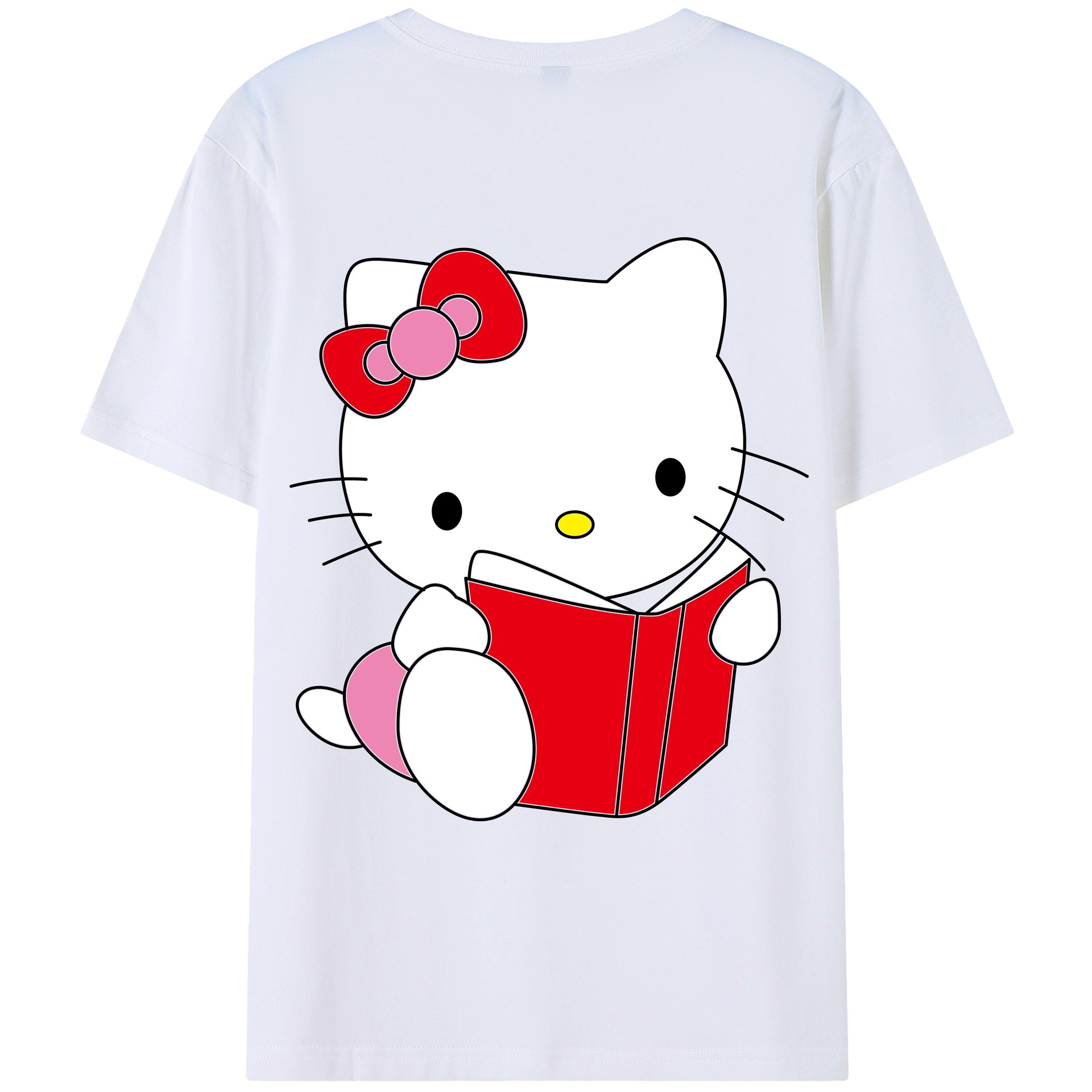 （画像用） Hello Kitty ハローキティ 綿100％ メンズ半袖Tシャツ（バックプリント） 通気性