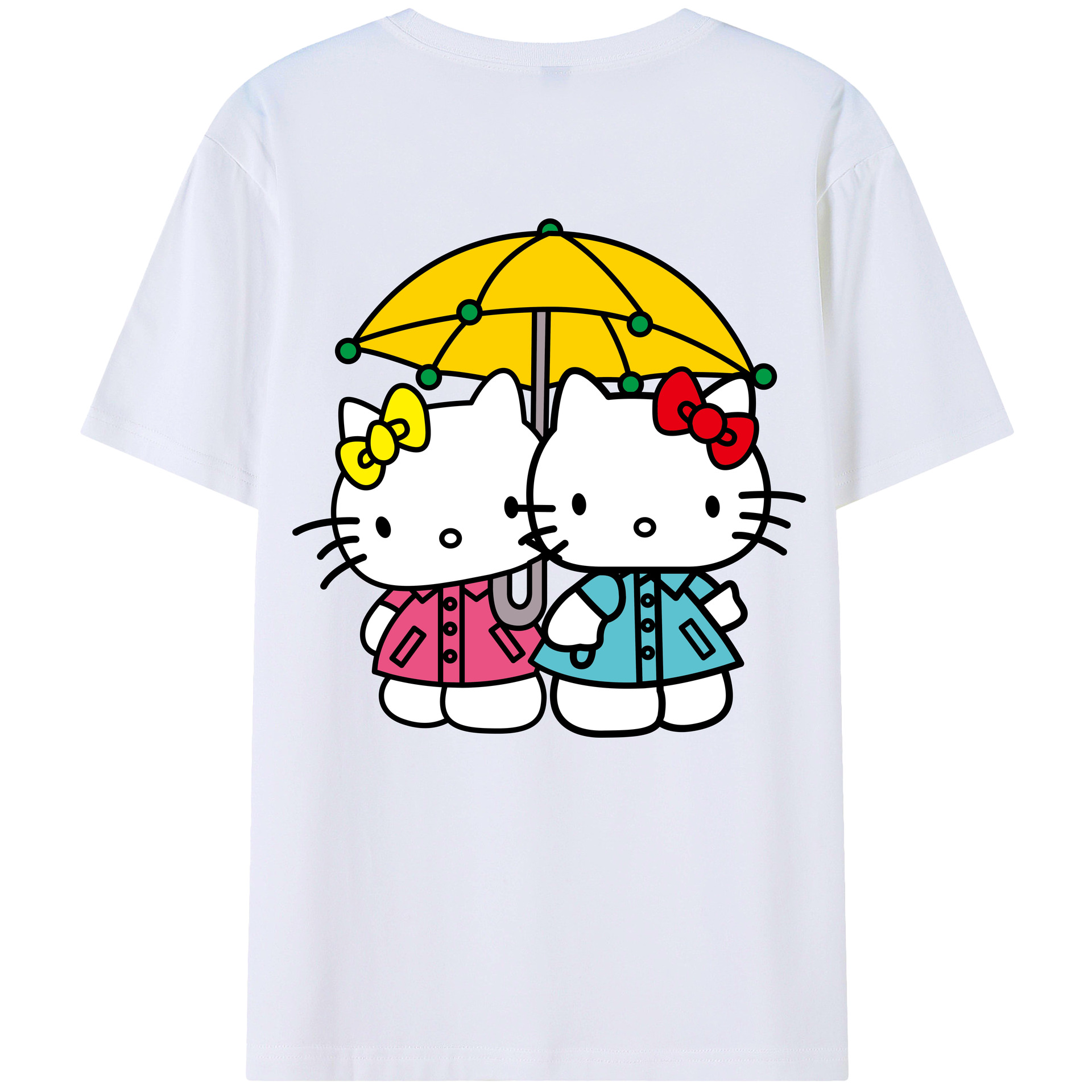 （画像用） Hello Kitty ハローキティ 綿100％ メンズ半袖Tシャツ（バックプリント） 通気性