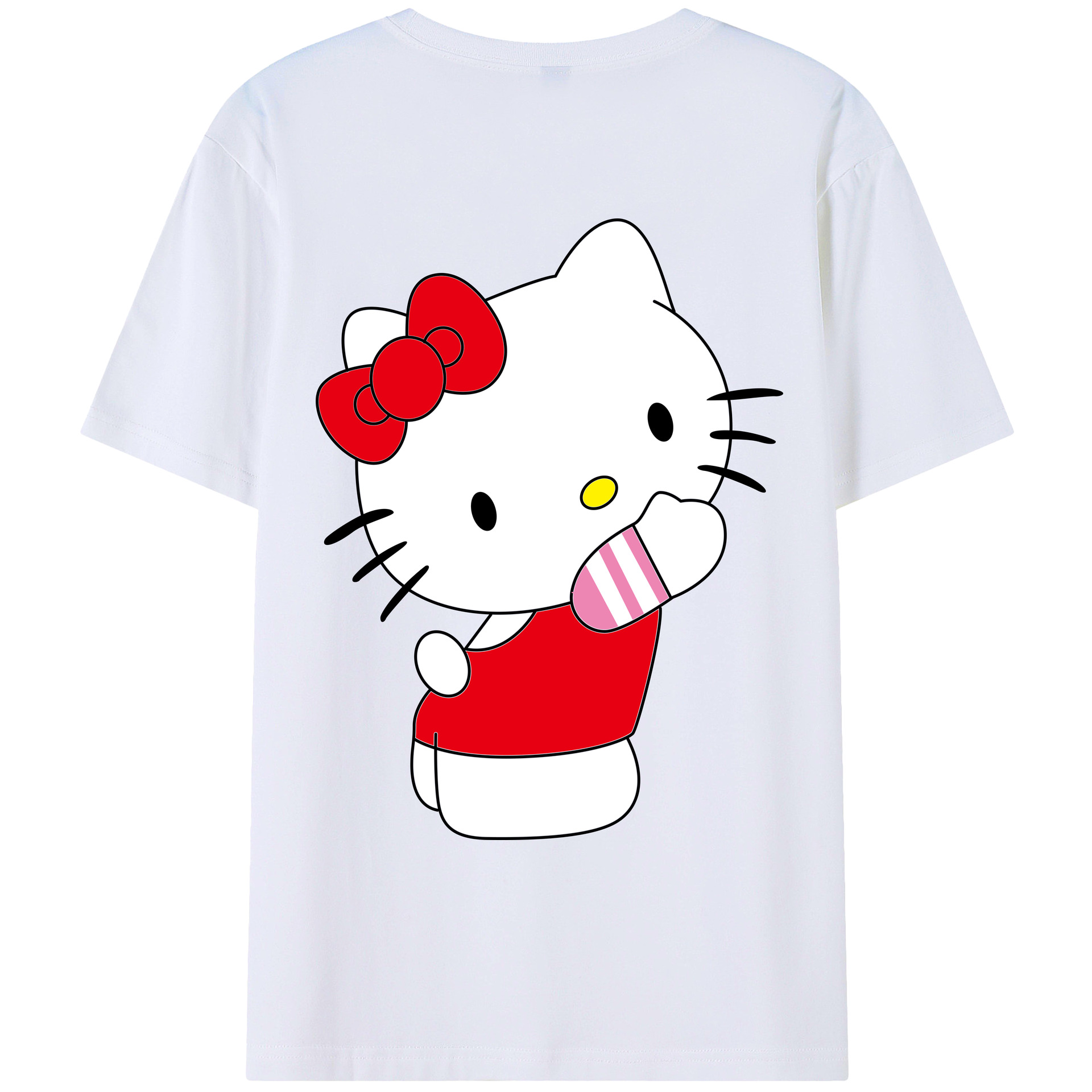 （画像用） Hello Kitty ハローキティ 綿100％ メンズ半袖Tシャツ（バックプリント） 通気性
