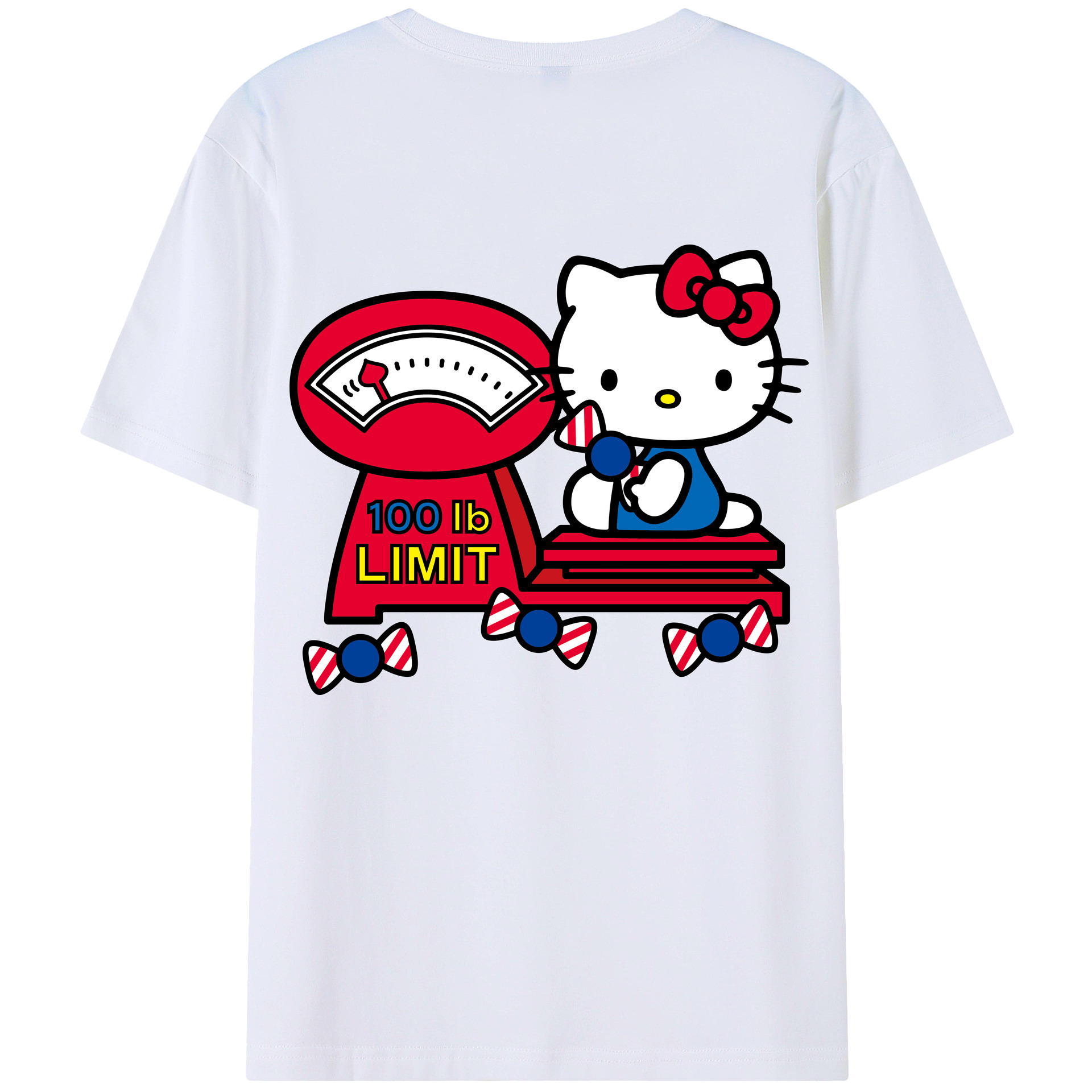 （画像用） Hello Kitty ハローキティ 綿100％ メンズ半袖Tシャツ（バックプリント） 通気性
