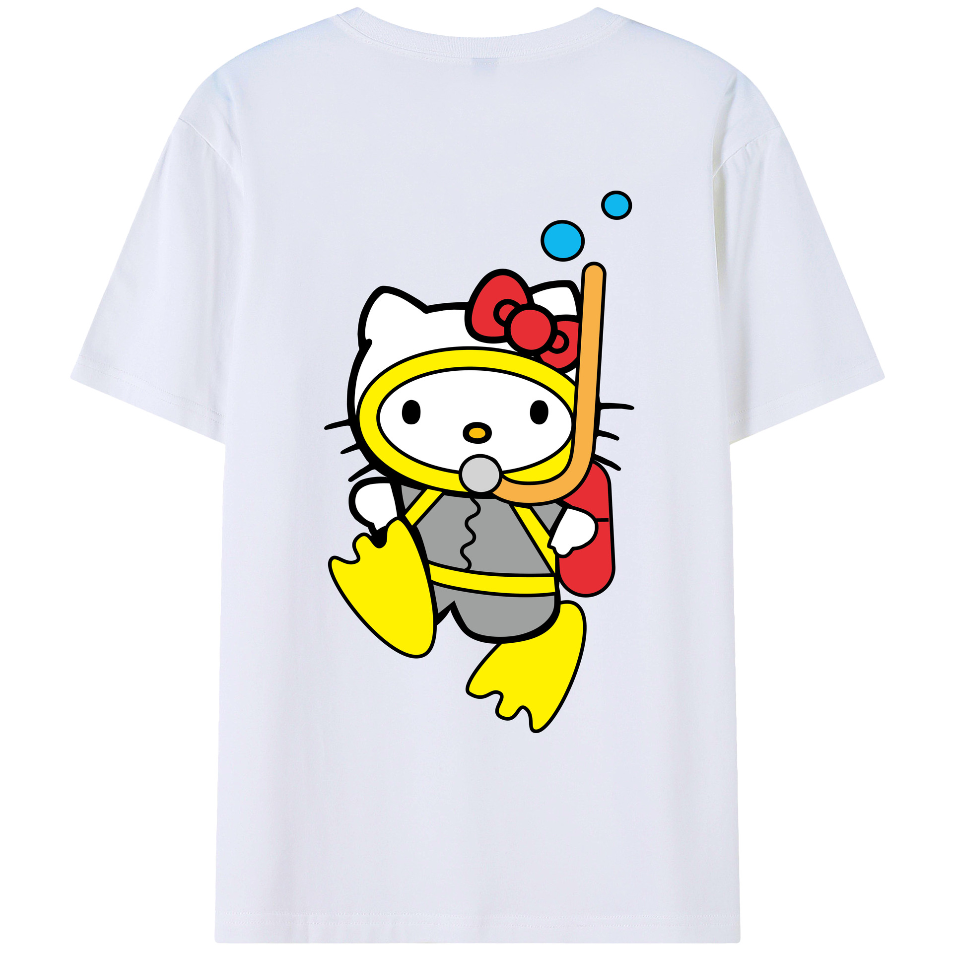（画像用） Hello Kitty ハローキティ 綿100％ メンズ半袖Tシャツ（バックプリント） 通気性
