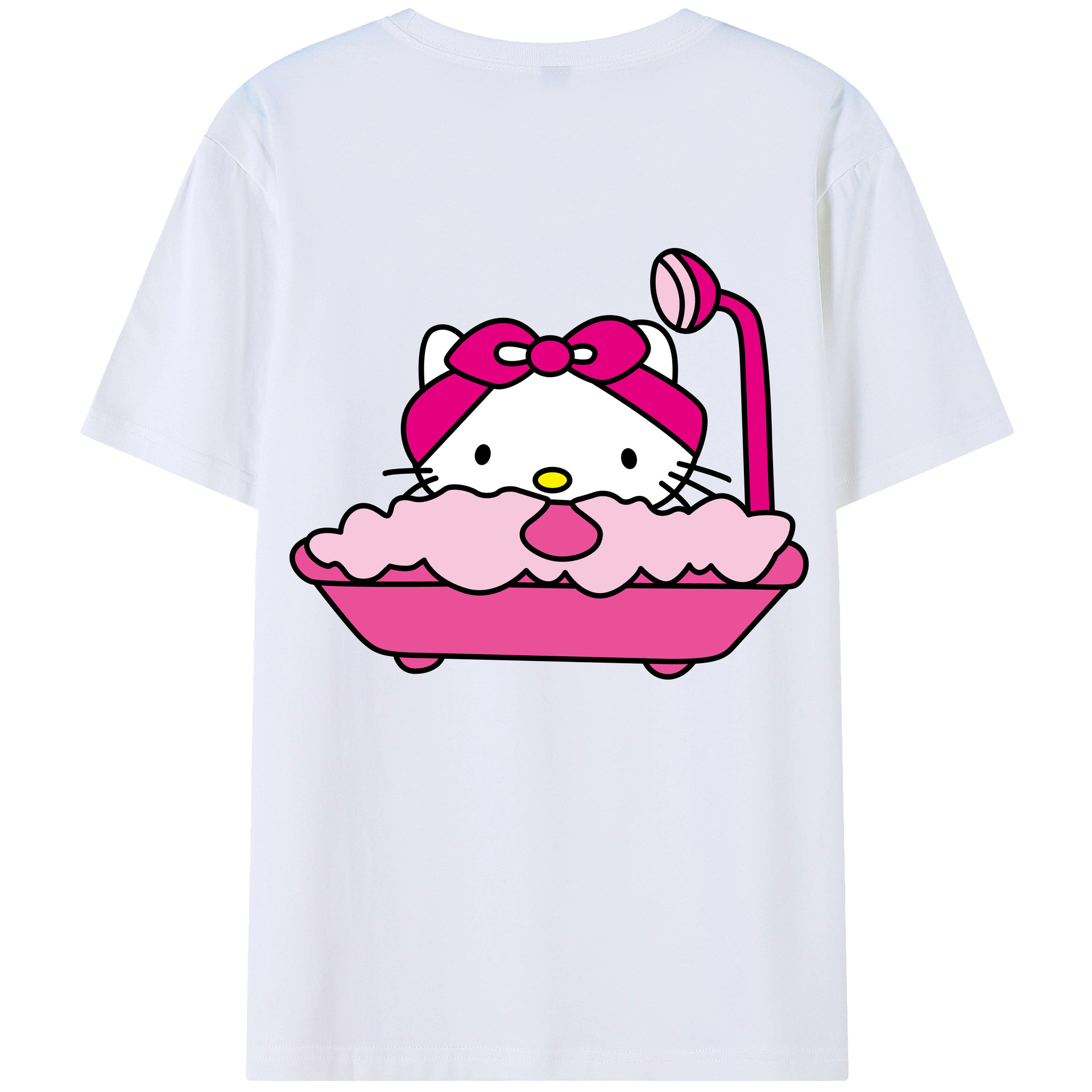 （画像用） Hello Kitty ハローキティ 綿100％ メンズ半袖Tシャツ（バックプリント） 通気性