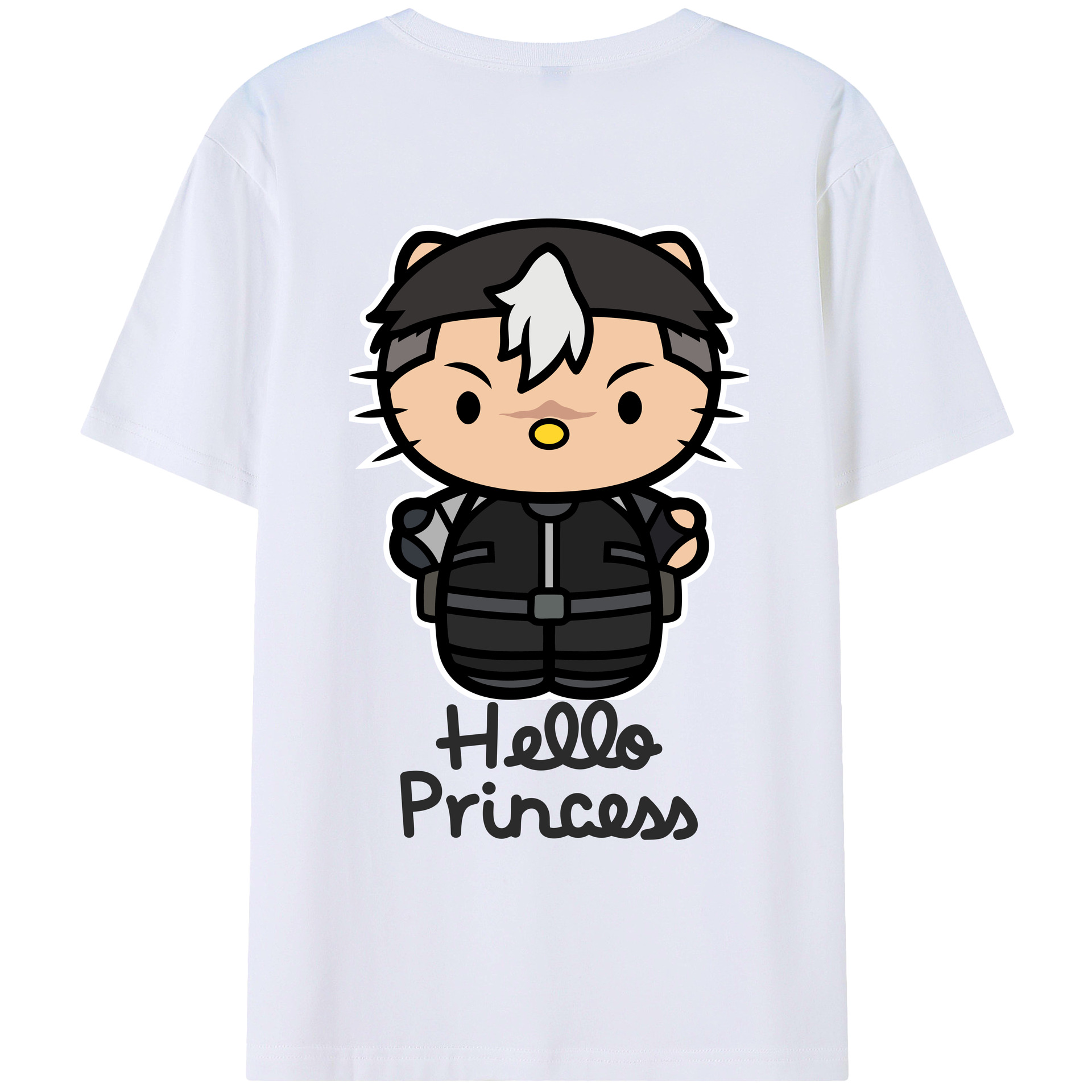 （画像用） Hello Kitty ハローキティ 綿100％ メンズ半袖Tシャツ（バックプリント） 通気性