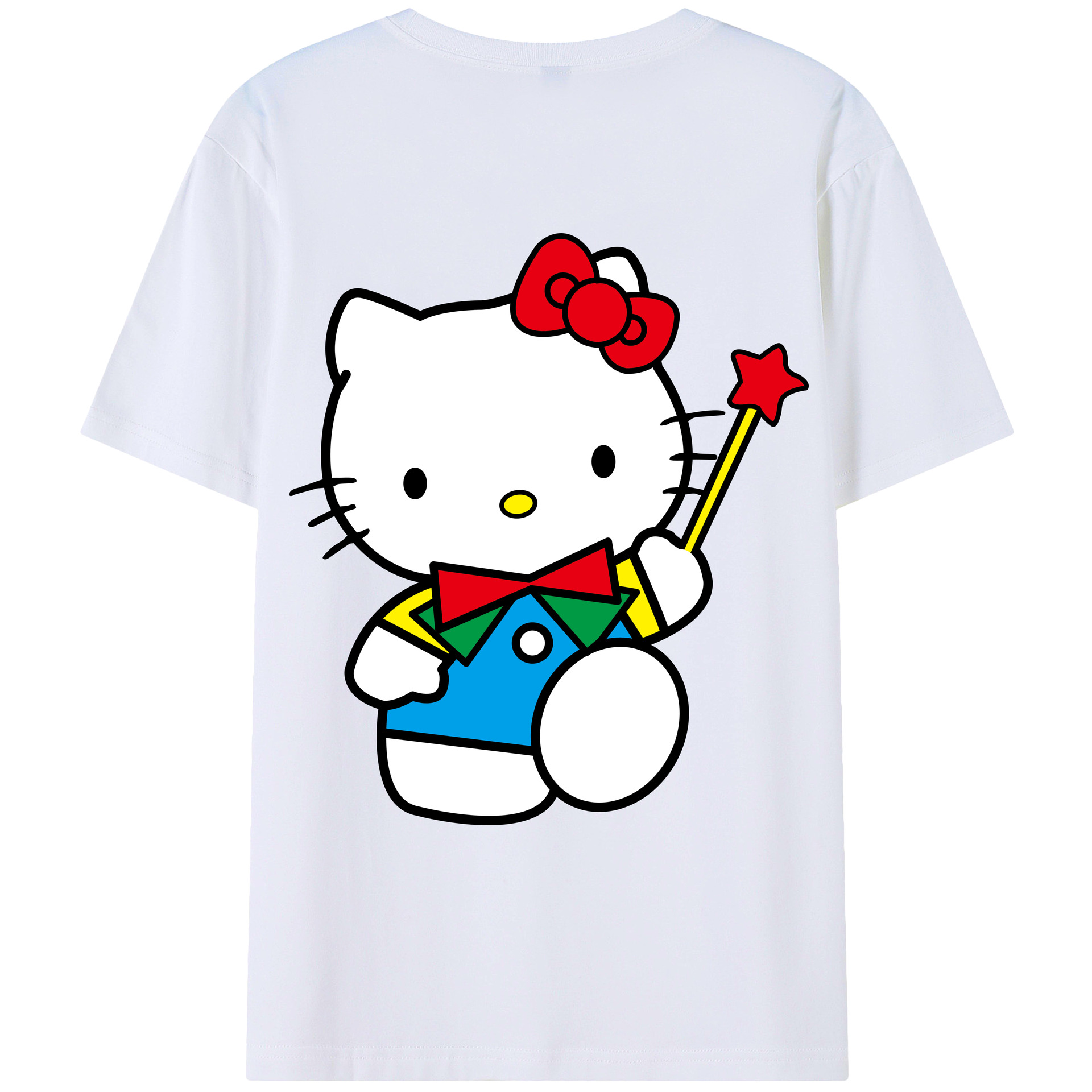 （画像用） Hello Kitty ハローキティ 綿100％ メンズ半袖Tシャツ（バックプリント） 通気性