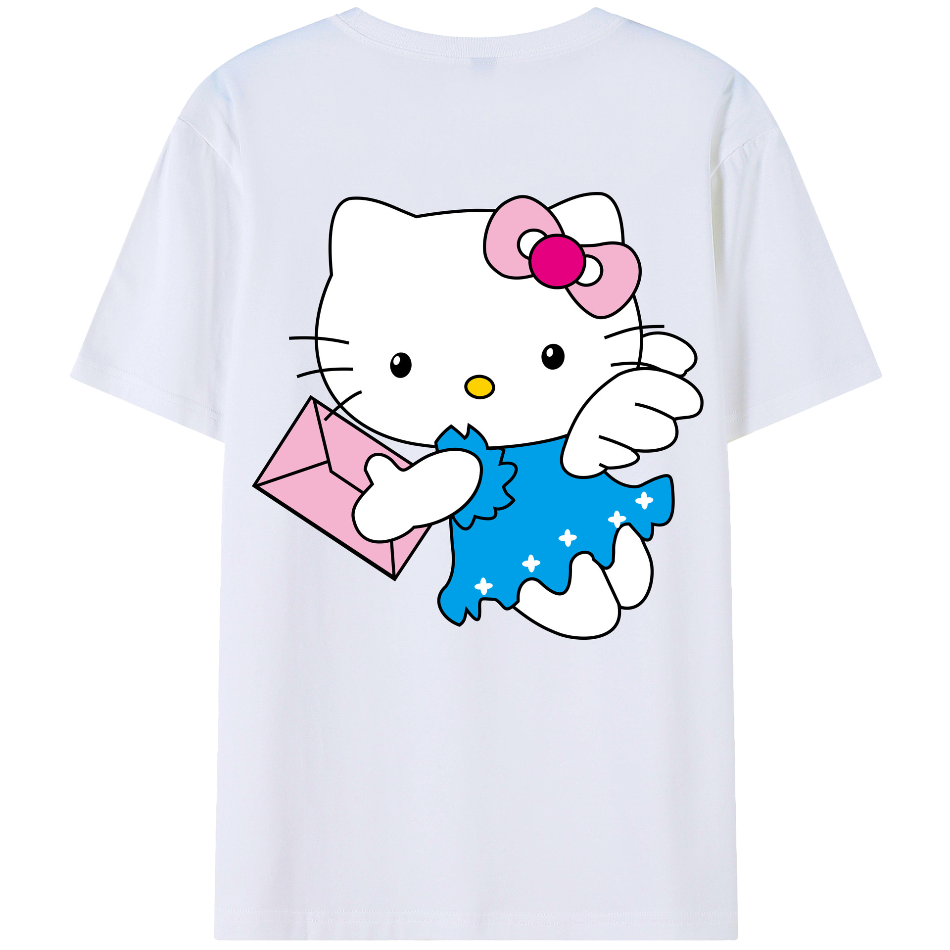 （画像用） Hello Kitty ハローキティ 綿100％ メンズ半袖Tシャツ（バックプリント） 通気性