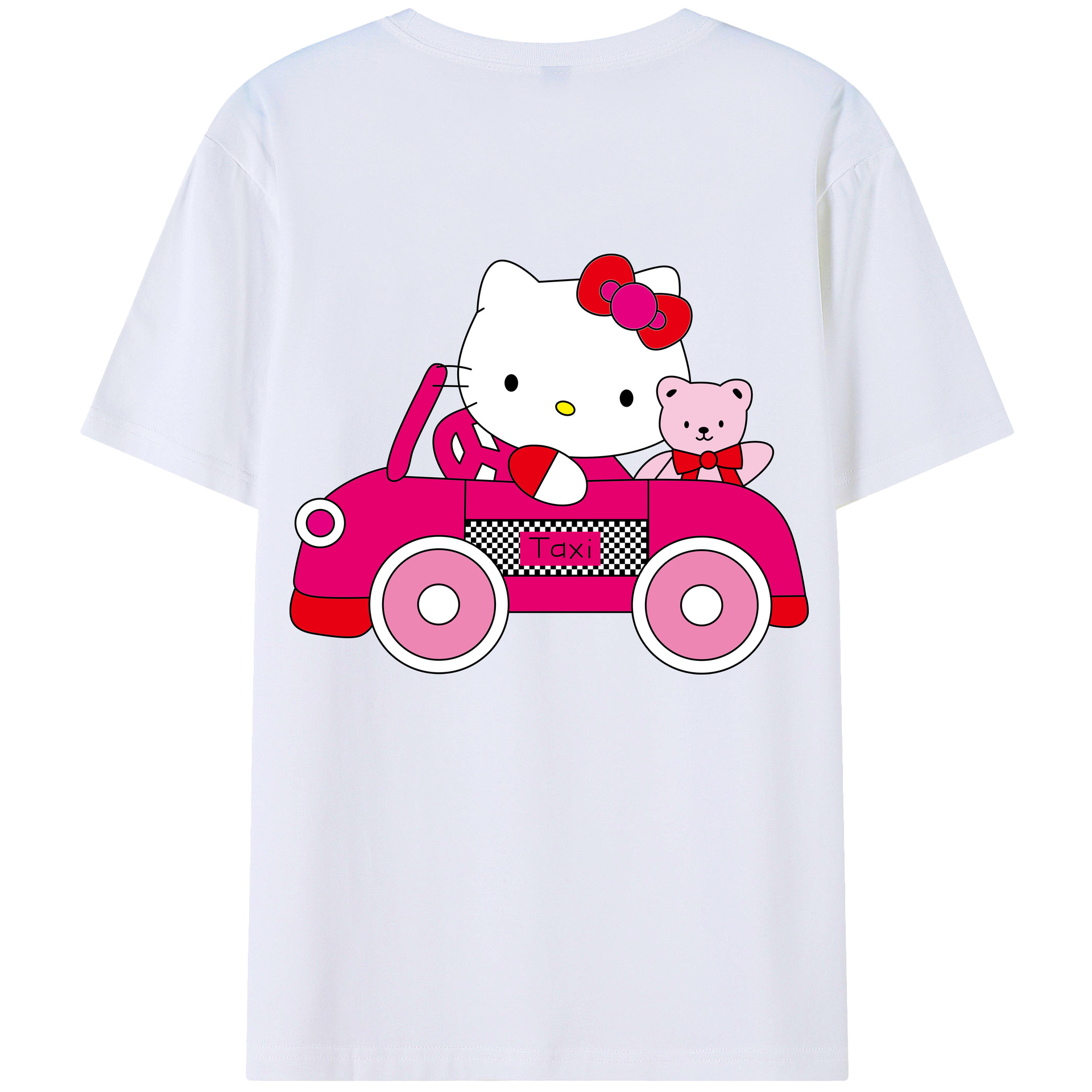 （画像用） Hello Kitty ハローキティ 綿100％ メンズ半袖Tシャツ（バックプリント） 通気性