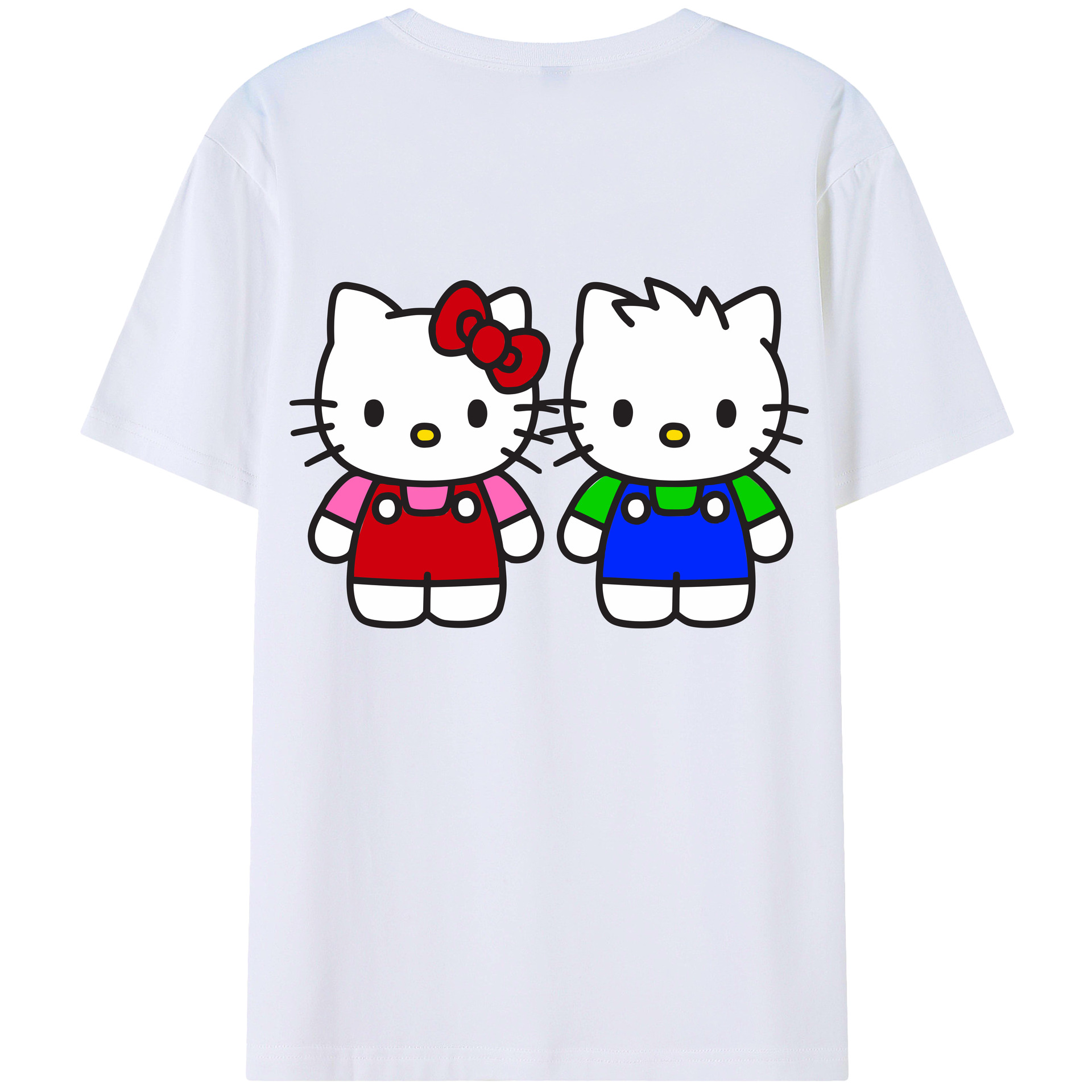 （画像用） Hello Kitty ハローキティ 綿100％ メンズ半袖Tシャツ（バックプリント） 通気性