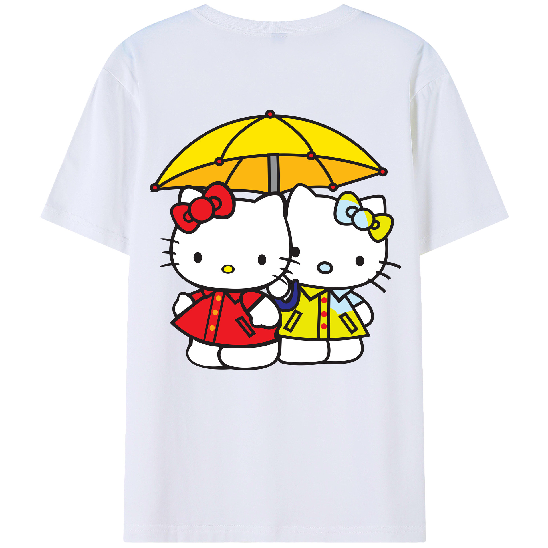 （画像用） Hello Kitty ハローキティ 綿100％ メンズ半袖Tシャツ（バックプリント） 通気性