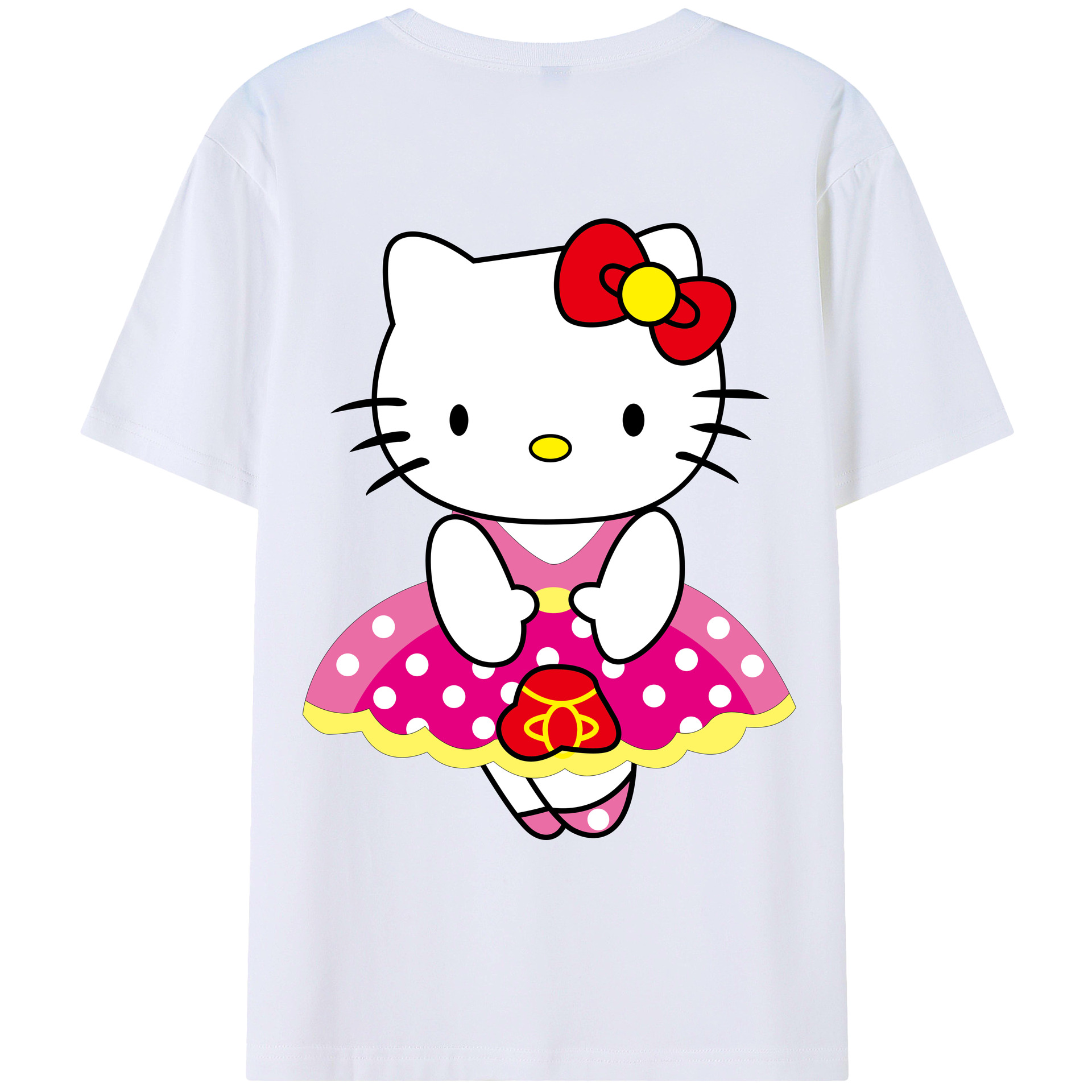 （画像用） Hello Kitty ハローキティ 綿100％ メンズ半袖Tシャツ（バックプリント） 通気性