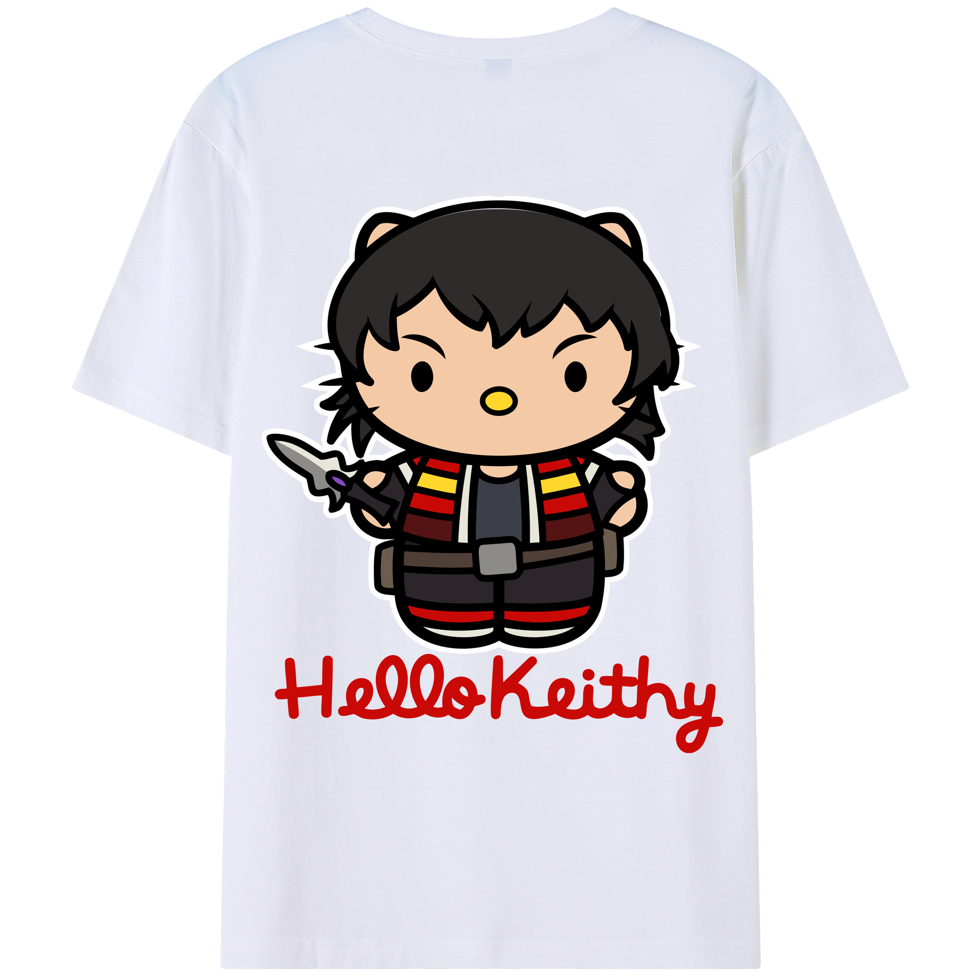 （画像用） Hello Kitty ハローキティ 綿100％ メンズ半袖Tシャツ（バックプリント） 通気性