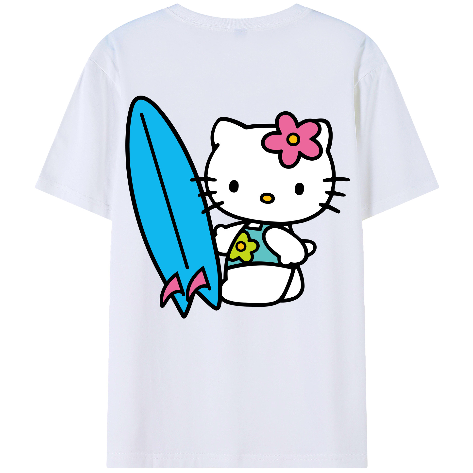 （画像用） Hello Kitty ハローキティ 綿100％ メンズ半袖Tシャツ（バックプリント） 通気性