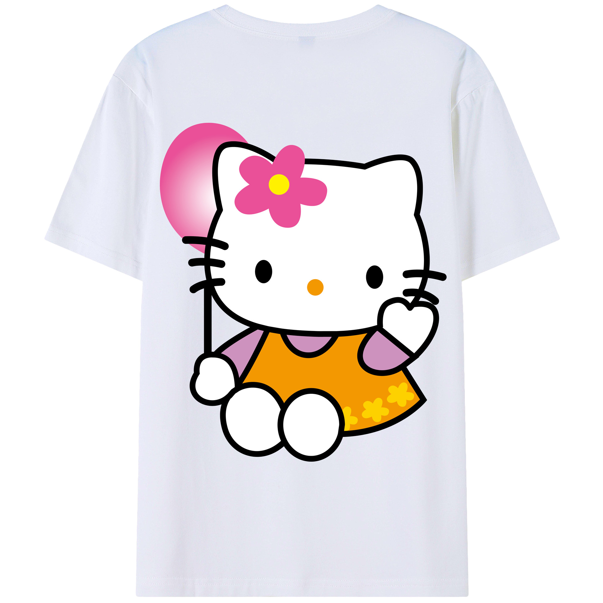 （画像用） Hello Kitty ハローキティ 綿100％ メンズ半袖Tシャツ（バックプリント） 通気性