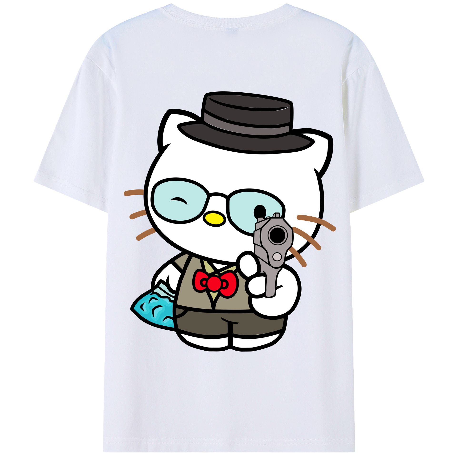 （画像用） Hello Kitty ハローキティ 綿100％ メンズ半袖Tシャツ（バックプリント） 通気性