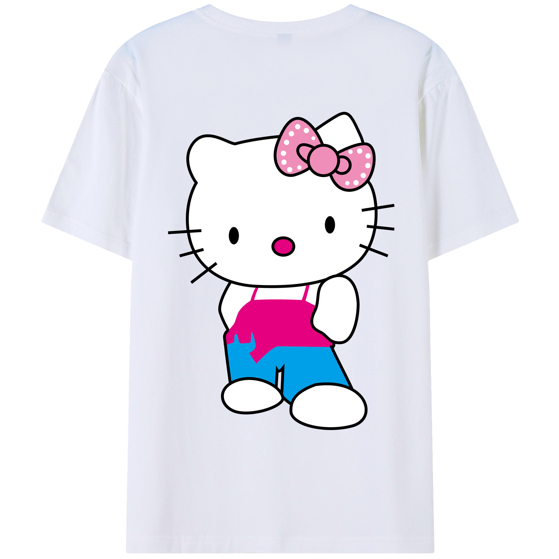 （画像用） Hello Kitty ハローキティ 綿100％ メンズ半袖Tシャツ（バックプリント） 通気性