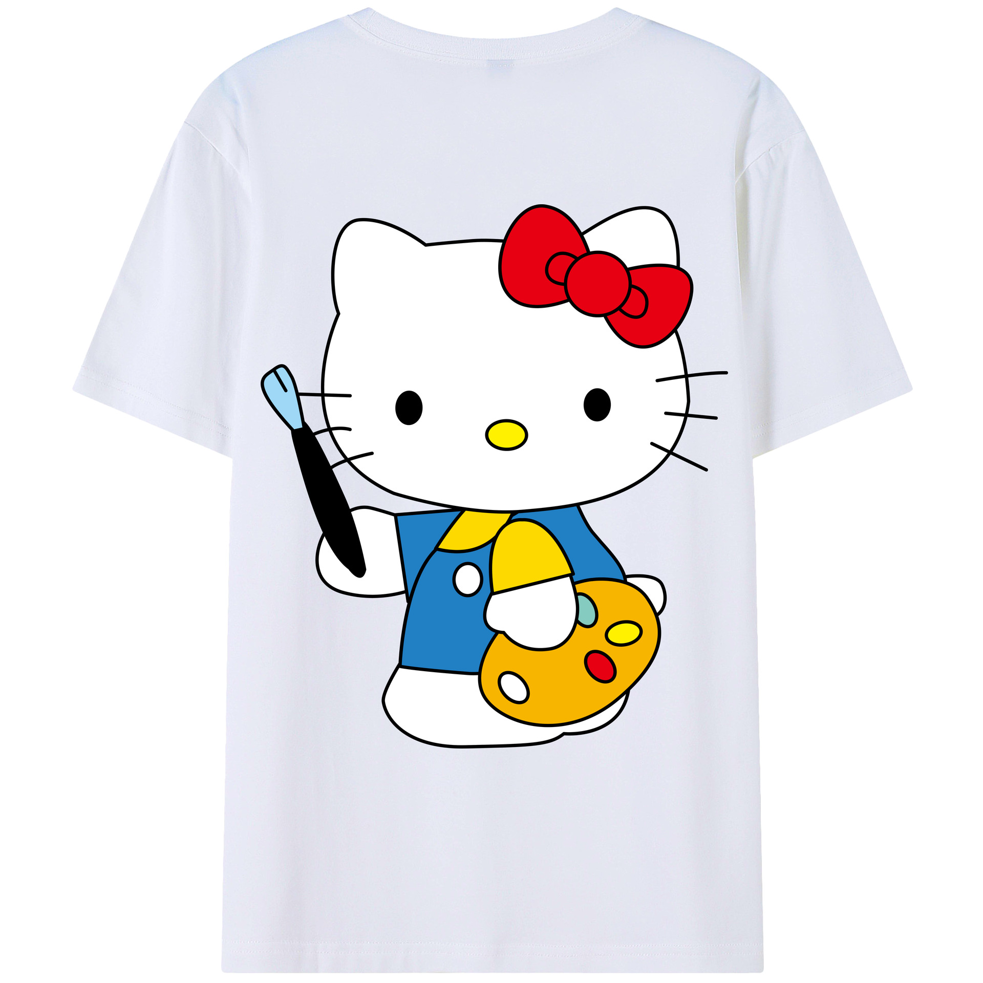 （画像用） Hello Kitty ハローキティ 綿100％ メンズ半袖Tシャツ（バックプリント） 通気性
