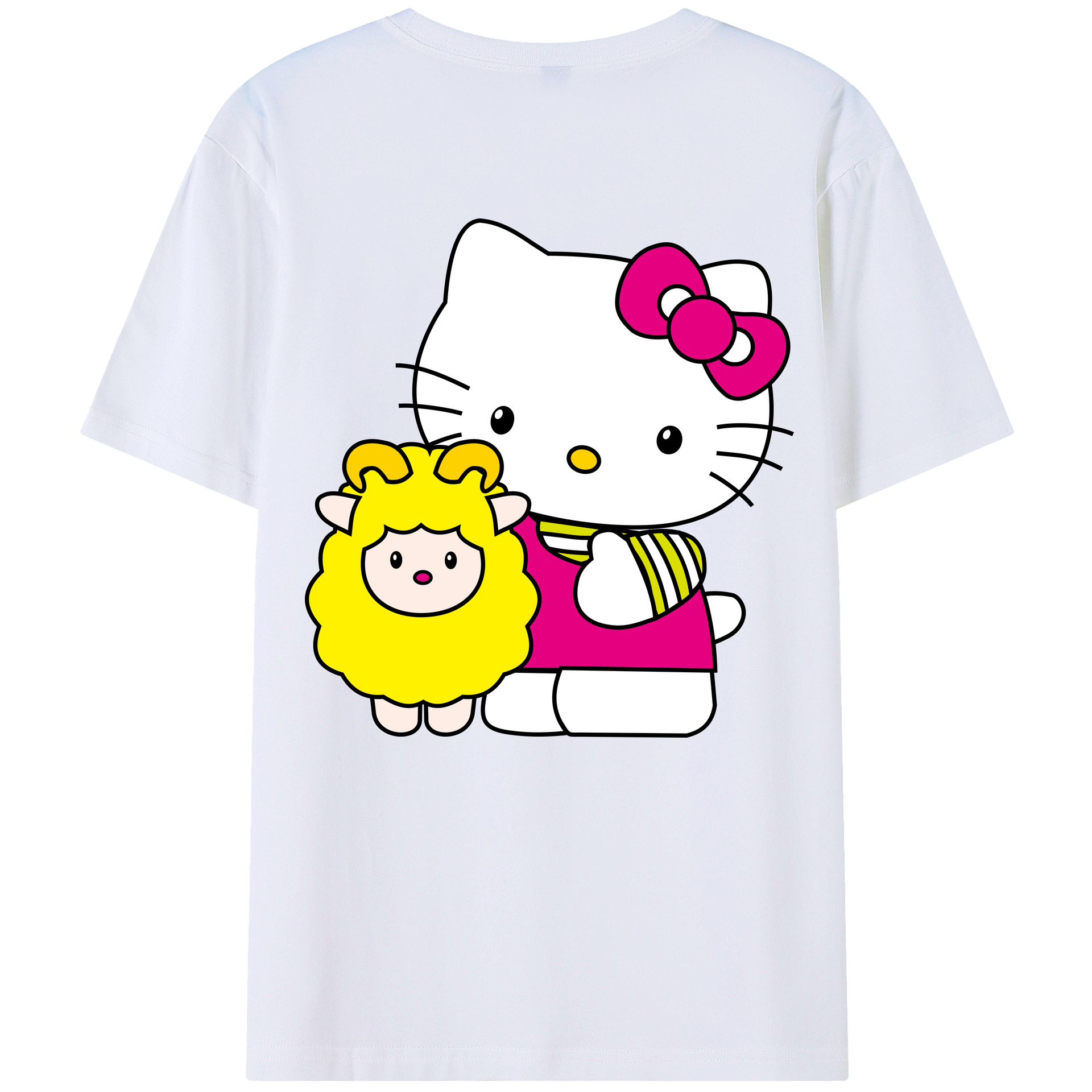 （画像用） Hello Kitty ハローキティ 綿100％ メンズ半袖Tシャツ（バックプリント） 通気性