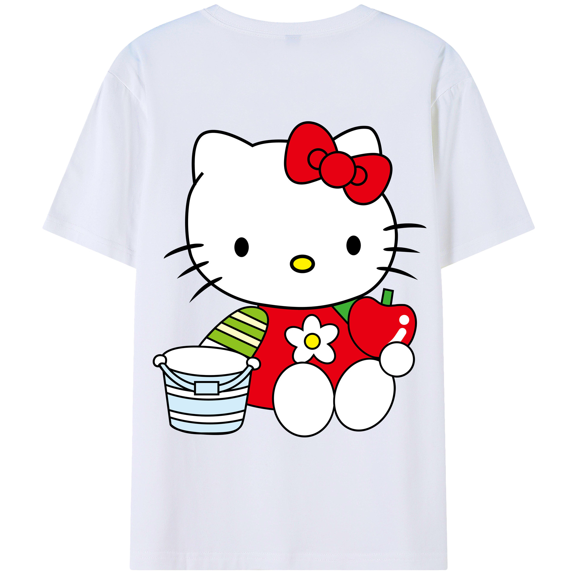 （画像用） Hello Kitty ハローキティ 綿100％ メンズ半袖Tシャツ（バックプリント） 通気性
