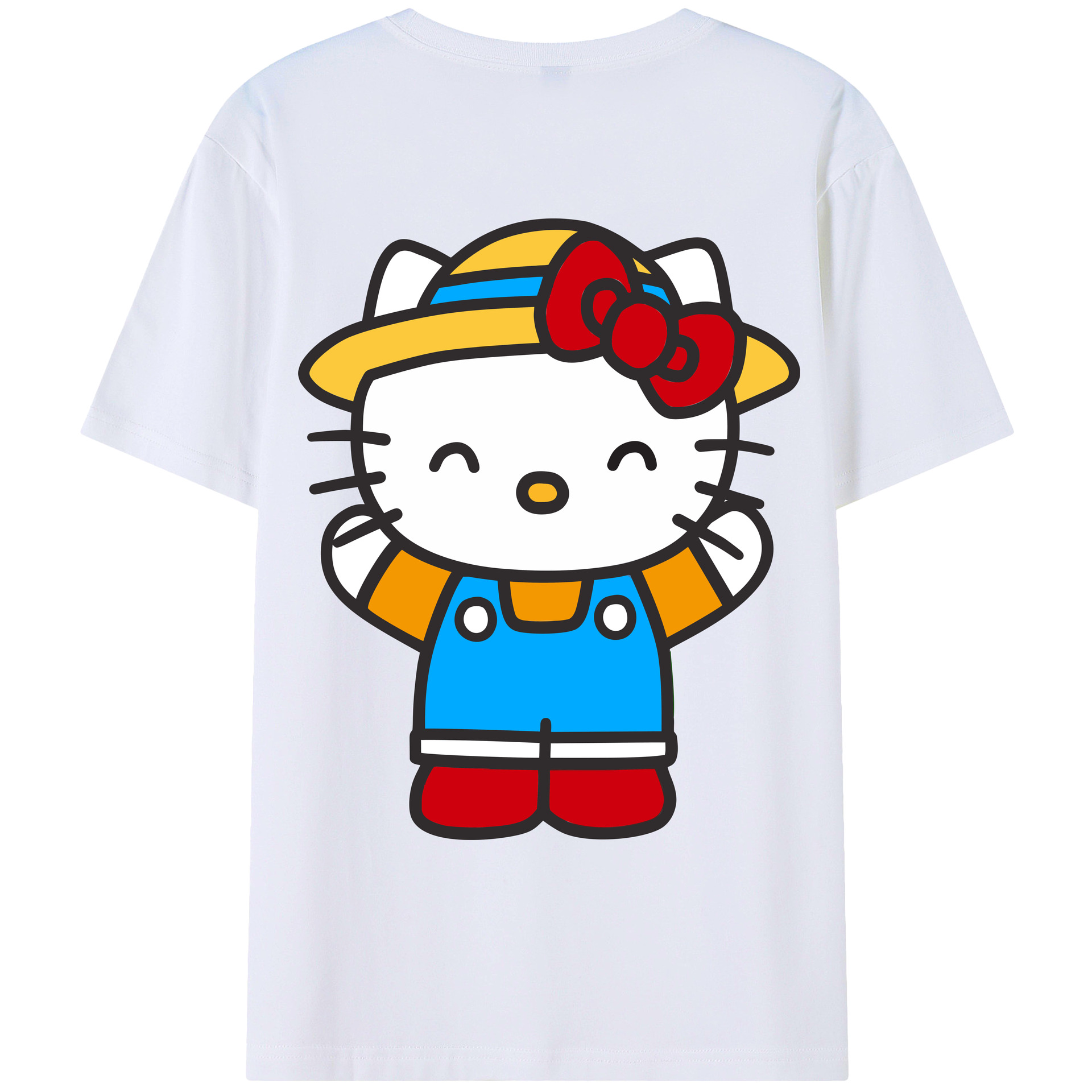 （画像用） Hello Kitty ハローキティ 綿100％ メンズ半袖Tシャツ（バックプリント） 通気性