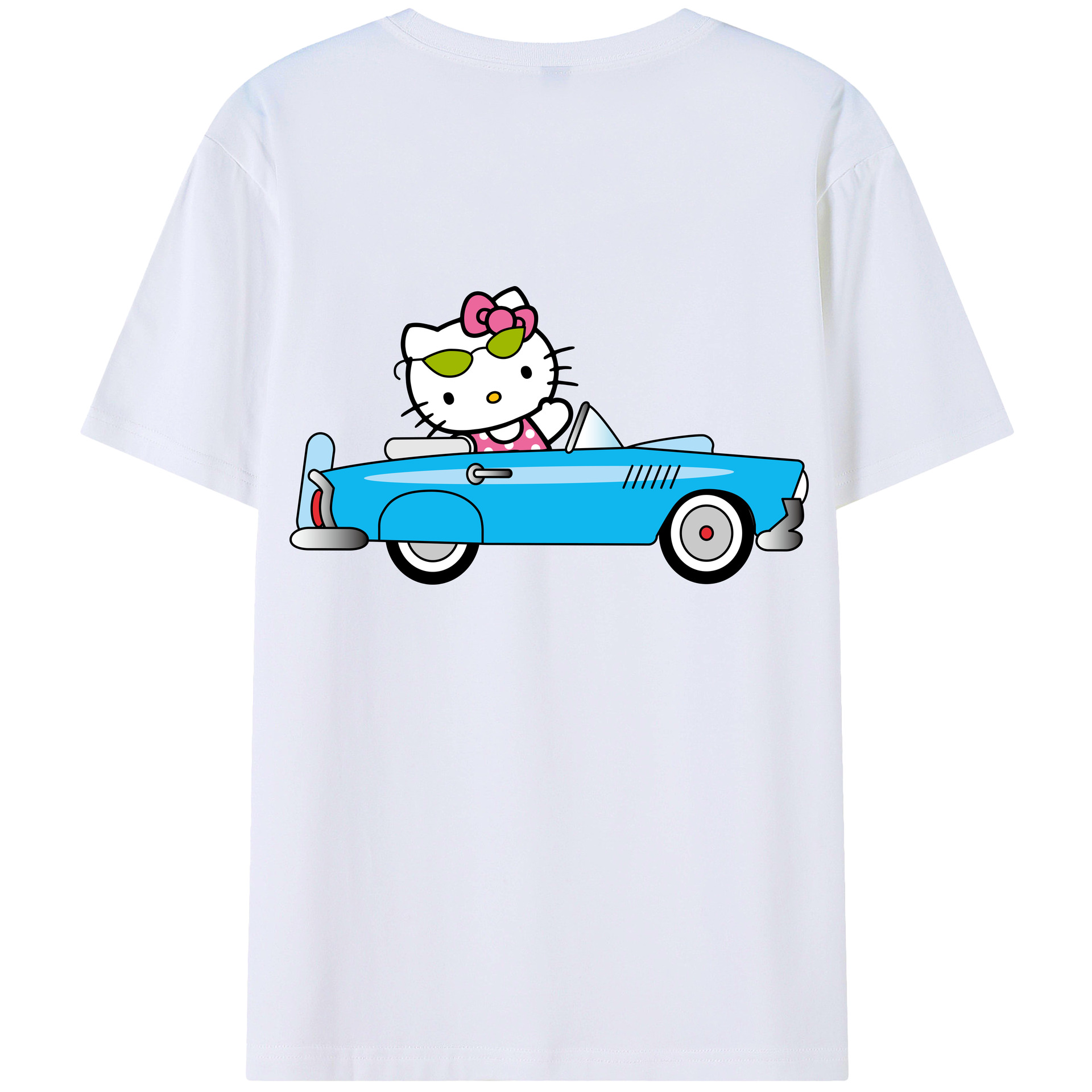（画像用） Hello Kitty ハローキティ 綿100％ メンズ半袖Tシャツ（バックプリント） 通気性