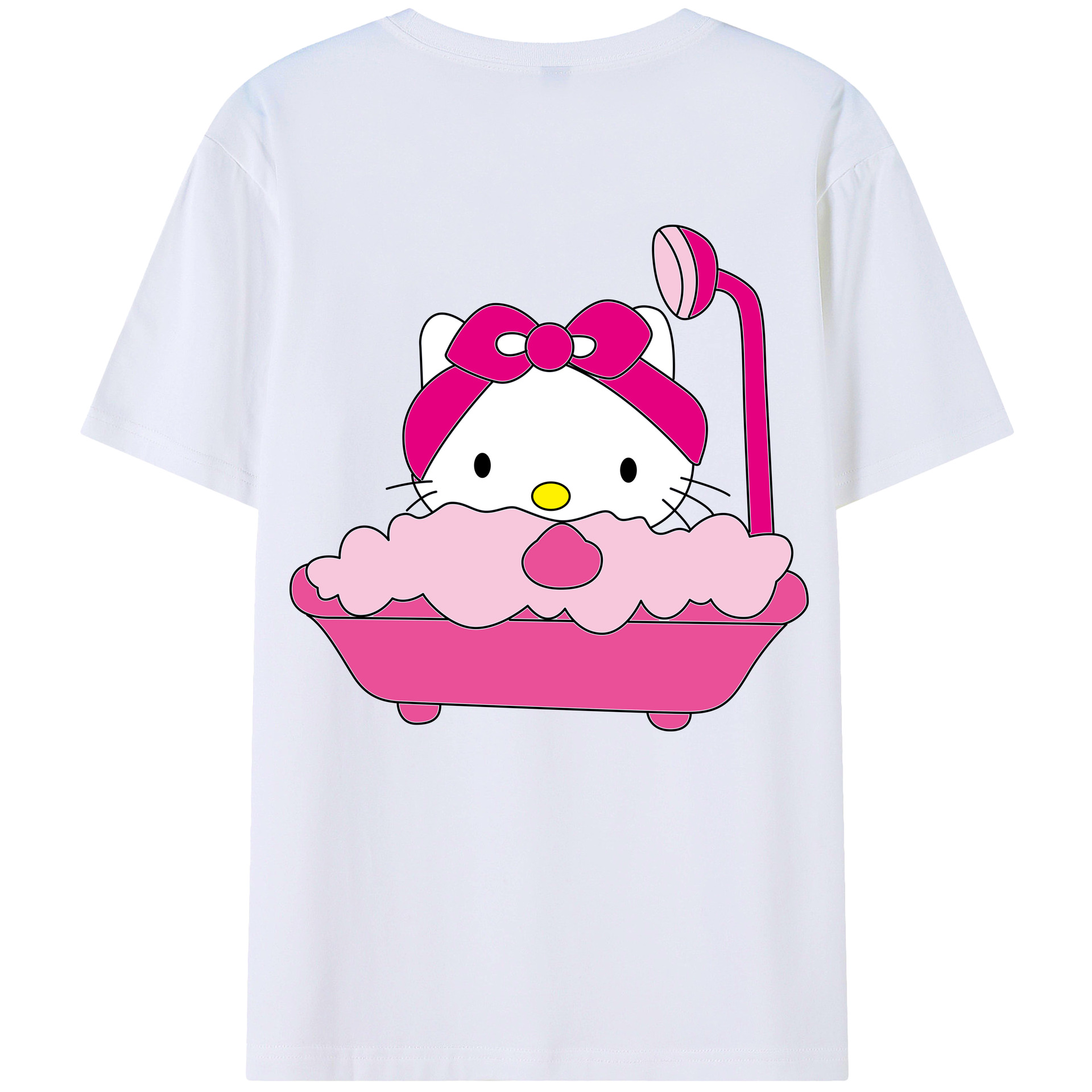 （画像用） Hello Kitty ハローキティ 綿100％ メンズ半袖Tシャツ（バックプリント） 通気性