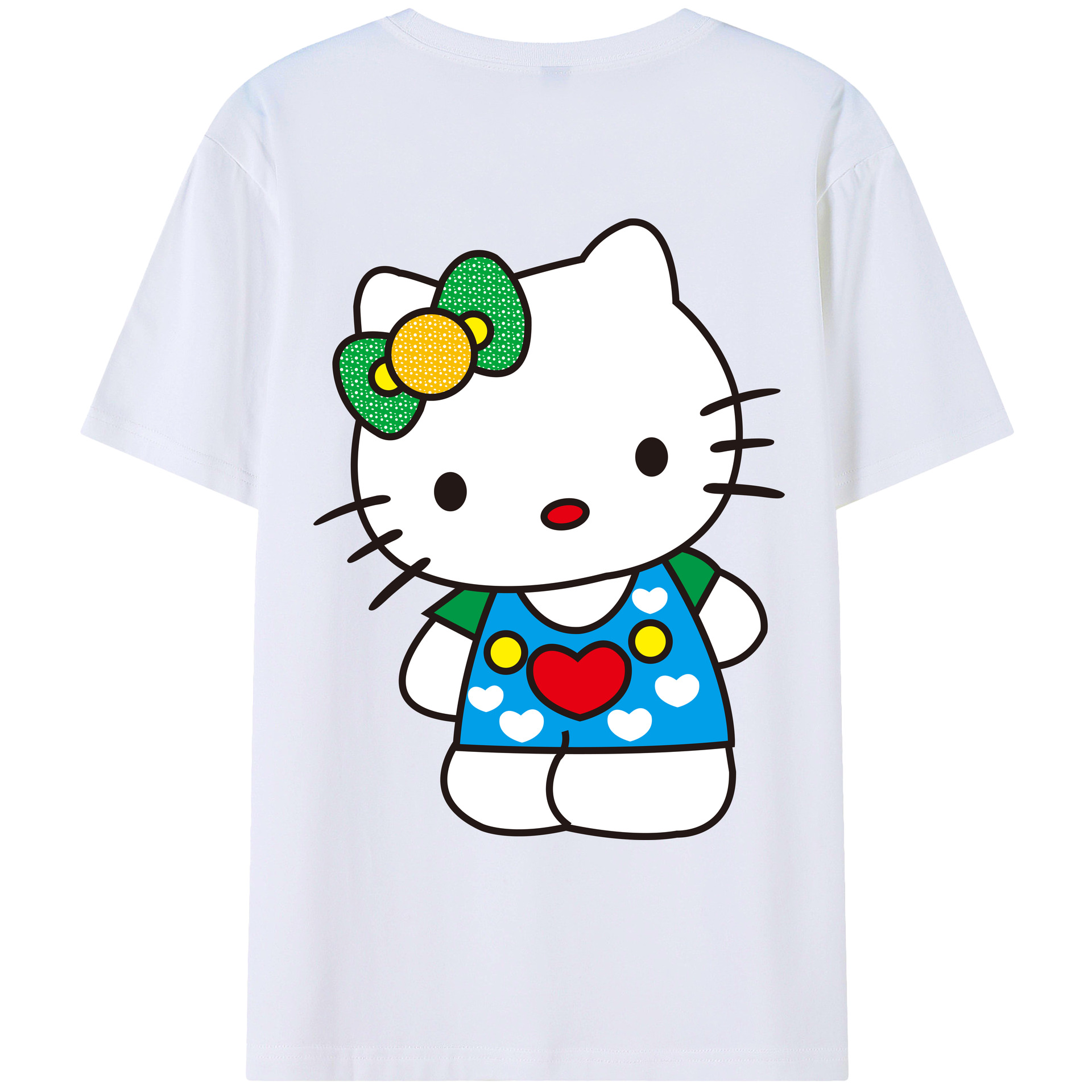（画像用） Hello Kitty ハローキティ 綿100％ メンズ半袖Tシャツ（バックプリント） 通気性