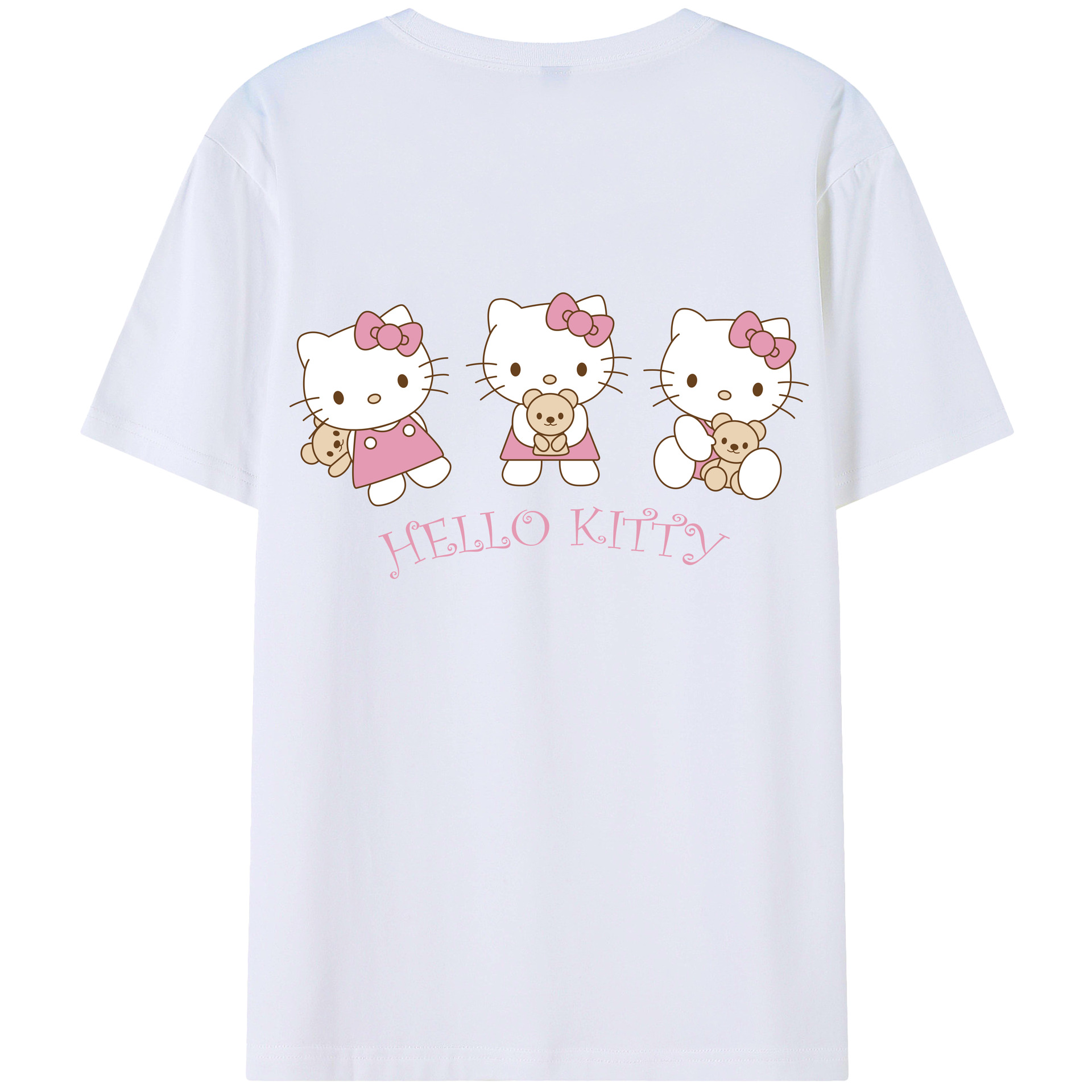 （画像用） Hello Kitty ハローキティ 綿100％ メンズ半袖Tシャツ（バックプリント） 通気性