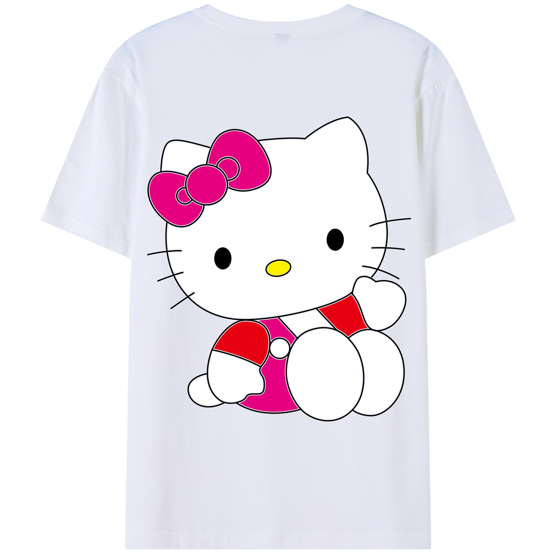 （画像用） Hello Kitty ハローキティ 綿100％ メンズ半袖Tシャツ（バックプリント） 通気性
