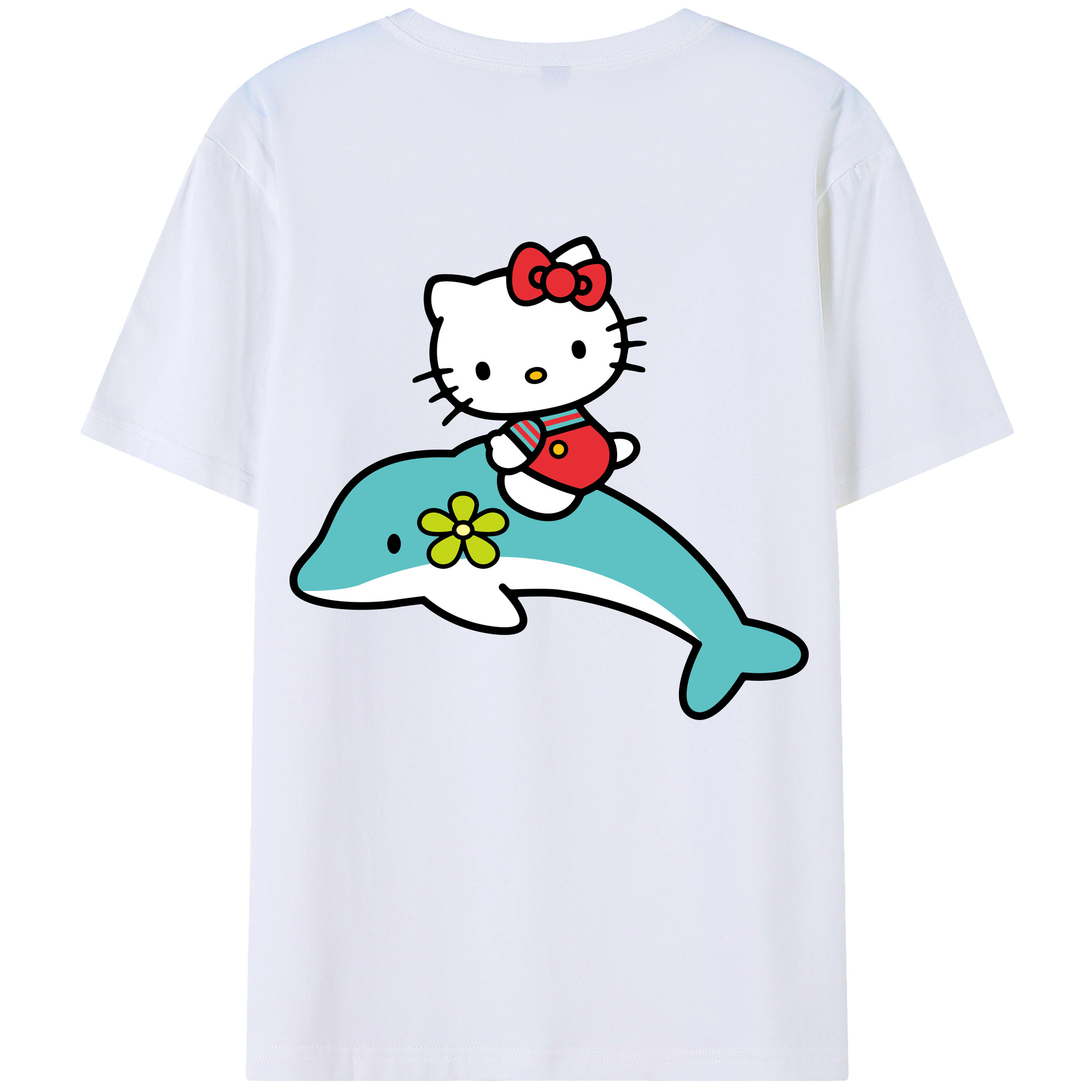 （画像用） Hello Kitty ハローキティ 綿100％ メンズ半袖Tシャツ（バックプリント） 通気性