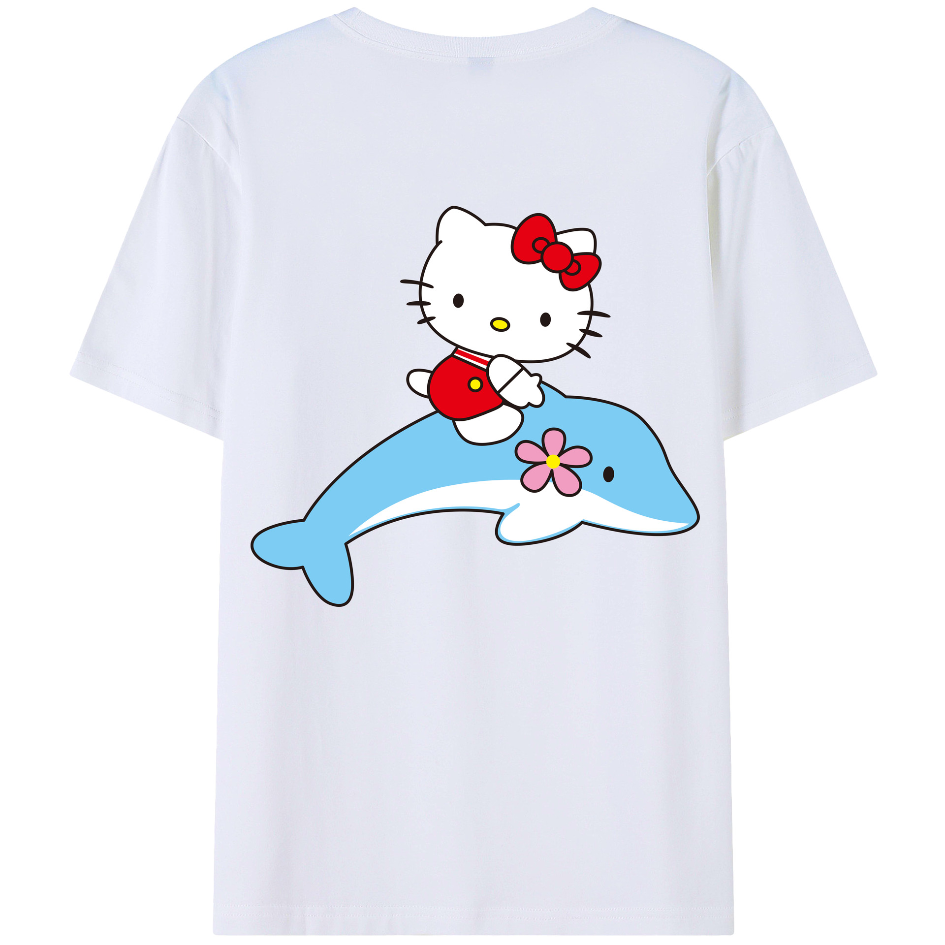 （画像用） Hello Kitty ハローキティ 綿100％ メンズ半袖Tシャツ（バックプリント） 通気性