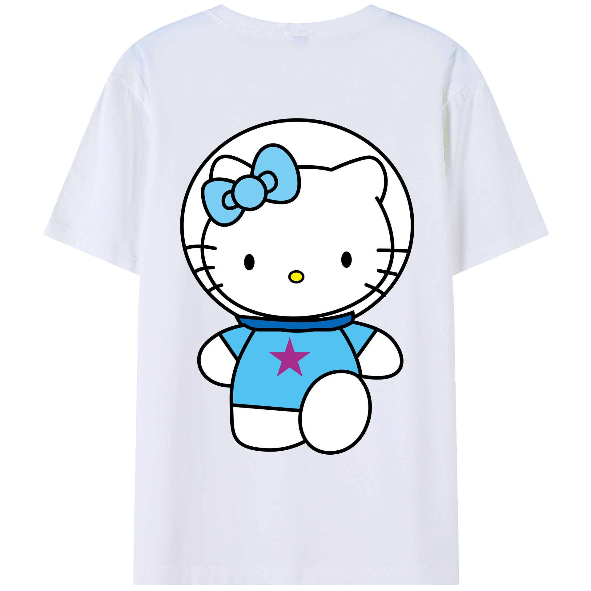 （画像用） Hello Kitty ハローキティ 綿100％ メンズ半袖Tシャツ（バックプリント） 通気性