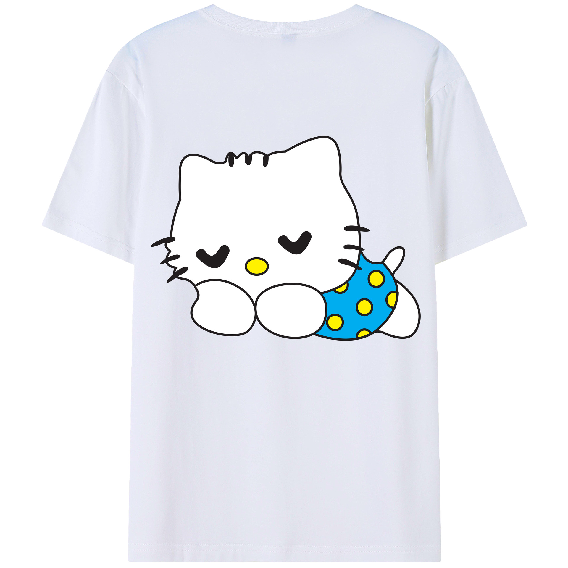 （画像用） Hello Kitty ハローキティ 綿100％ メンズ半袖Tシャツ（バックプリント） 通気性