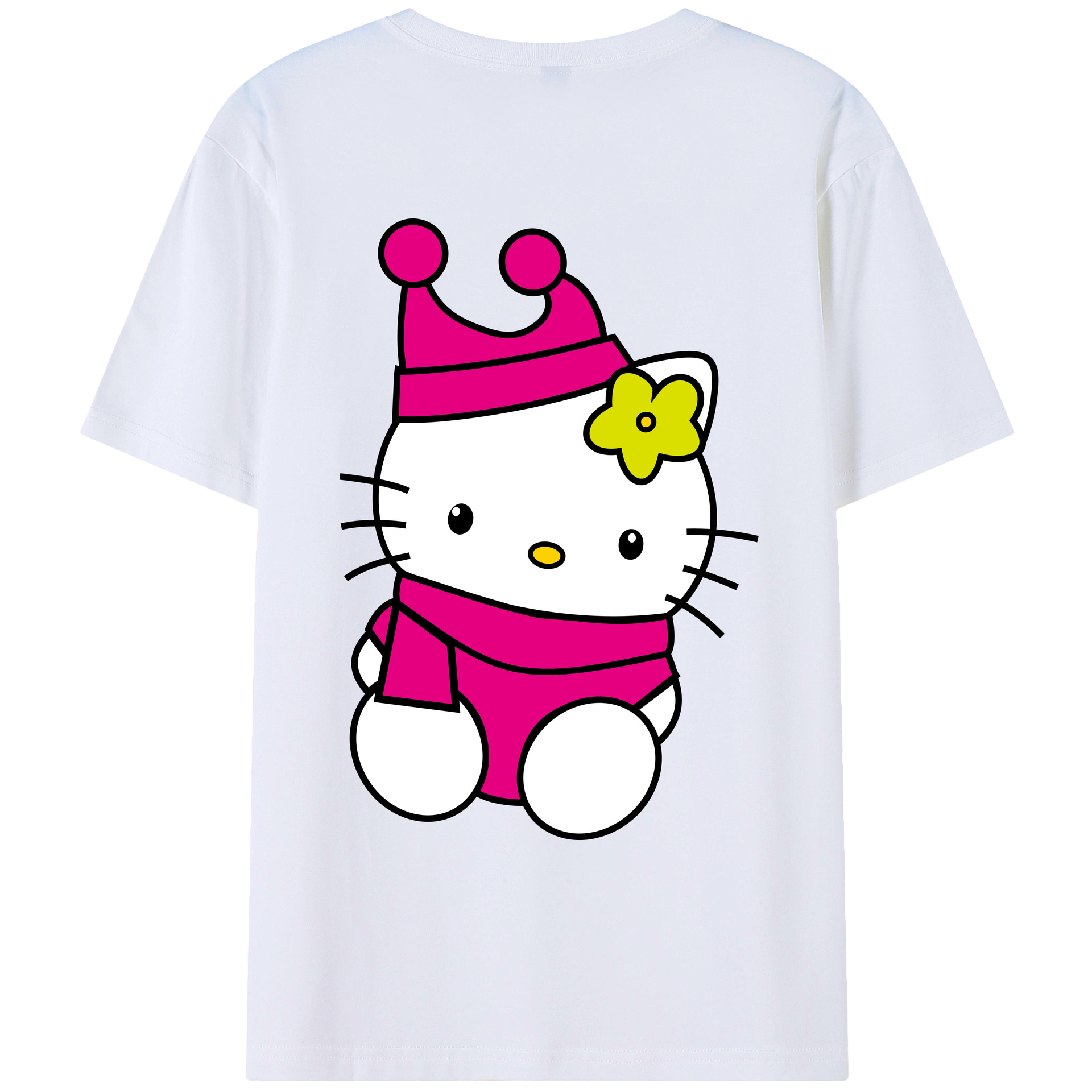 （画像用） Hello Kitty ハローキティ 綿100％ メンズ半袖Tシャツ（バックプリント） 通気性