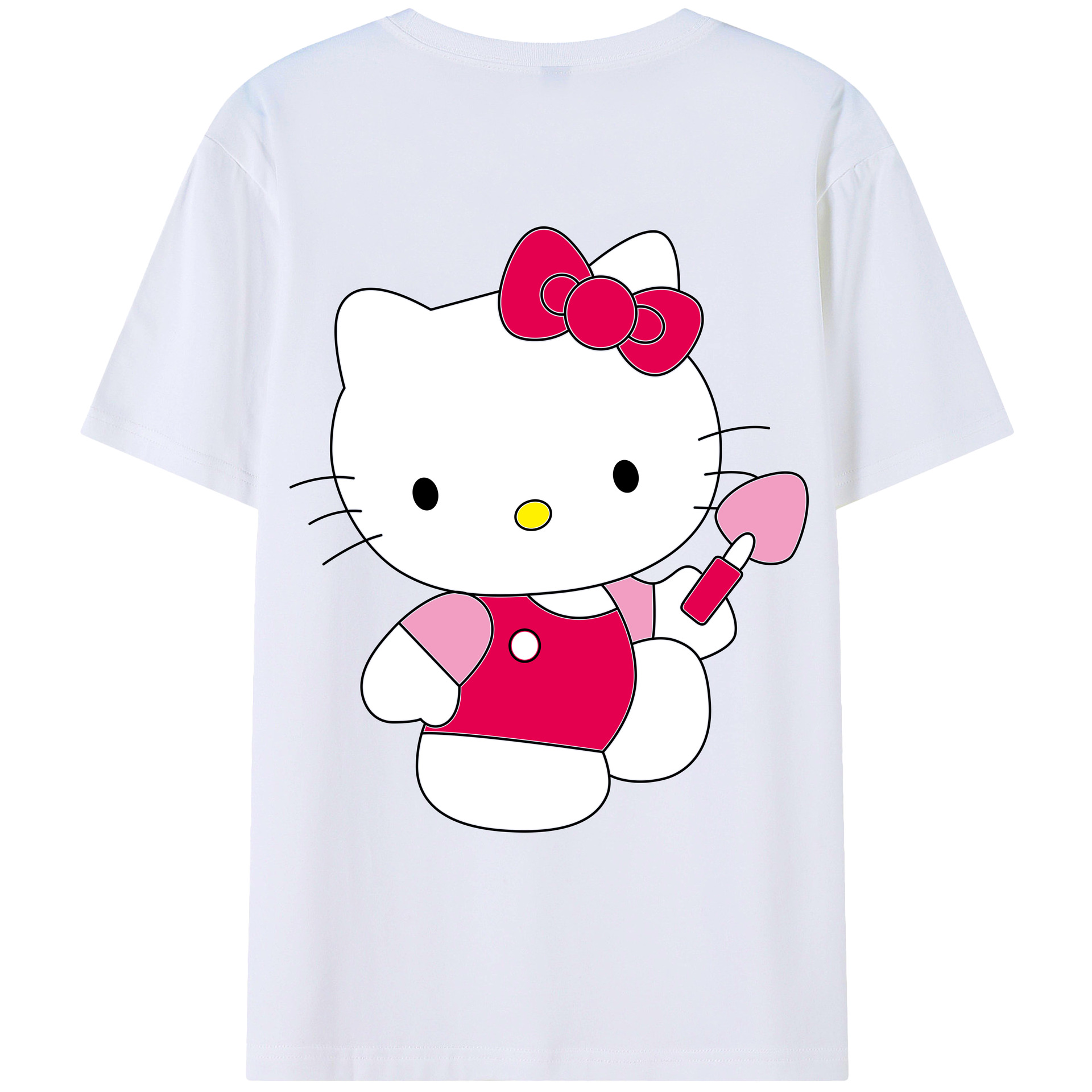 （画像用） Hello Kitty ハローキティ 綿100％ メンズ半袖Tシャツ（バックプリント） 通気性